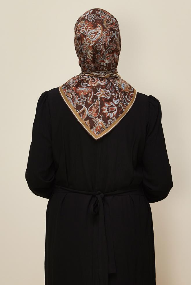 Tesettür giyim TABA ALVİNA NATUREL DESENLİ EŞARP 8557 - ALVİNA