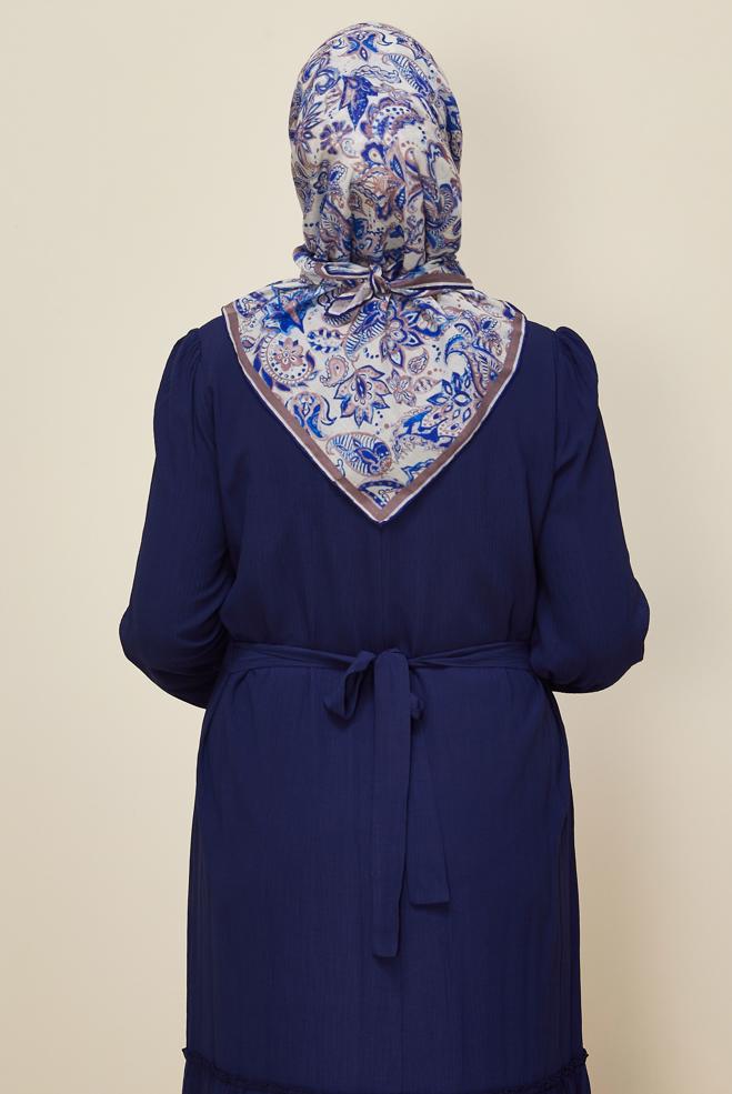 Vêtements hijab BLEU MARINE ÉCHARPE À MOTIFS ALVINA 8557 - ALVİNA