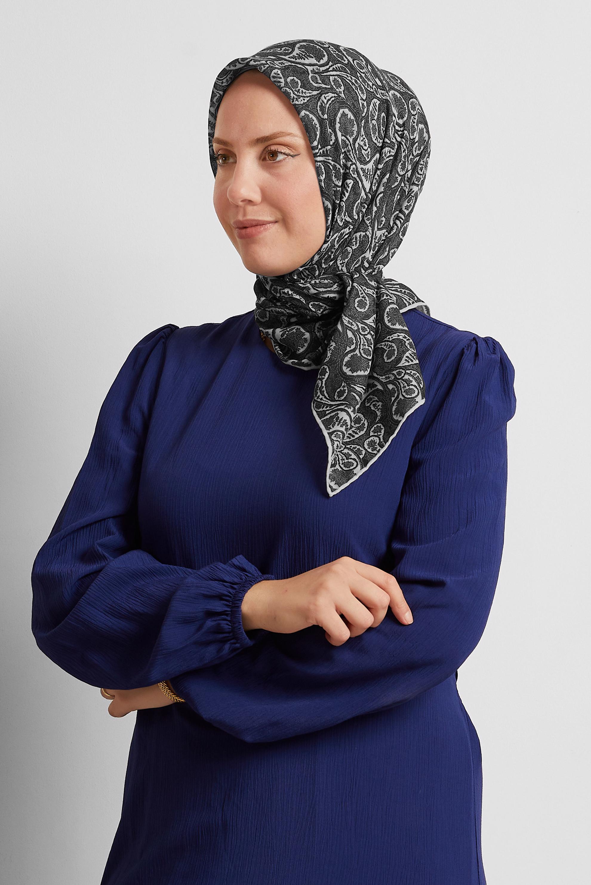 Vêtements hijab NOIR ÉCHARPE À MOTIFS ALVINA 8558