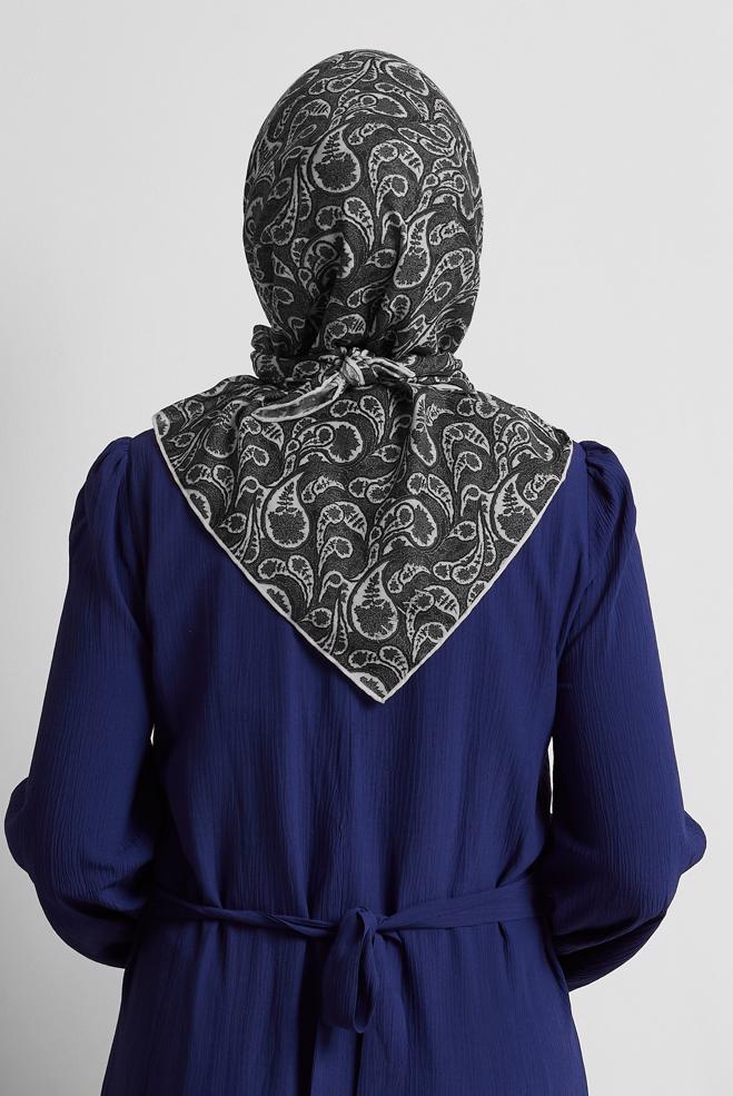 Vêtements hijab NOIR ÉCHARPE À MOTIFS ALVINA 8558 - ALVİNA