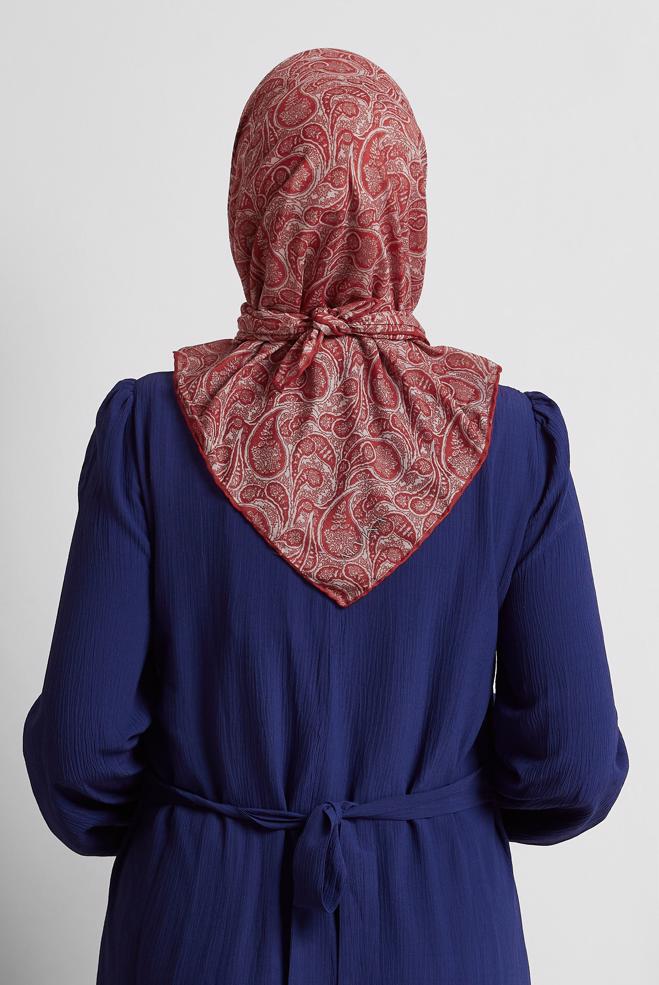 Vêtements hijab ROUGE ÉCHARPE À MOTIFS ALVINA 8558 - ALVİNA