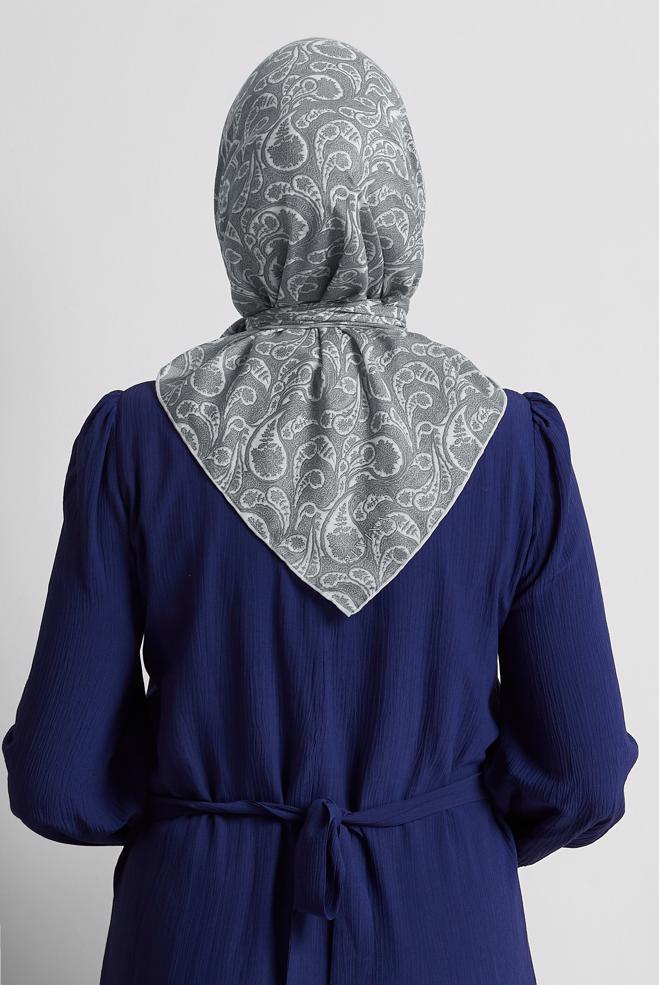 Vêtements hijab GRIS ÉCHARPE À MOTIFS ALVINA 8558 - ALVİNA