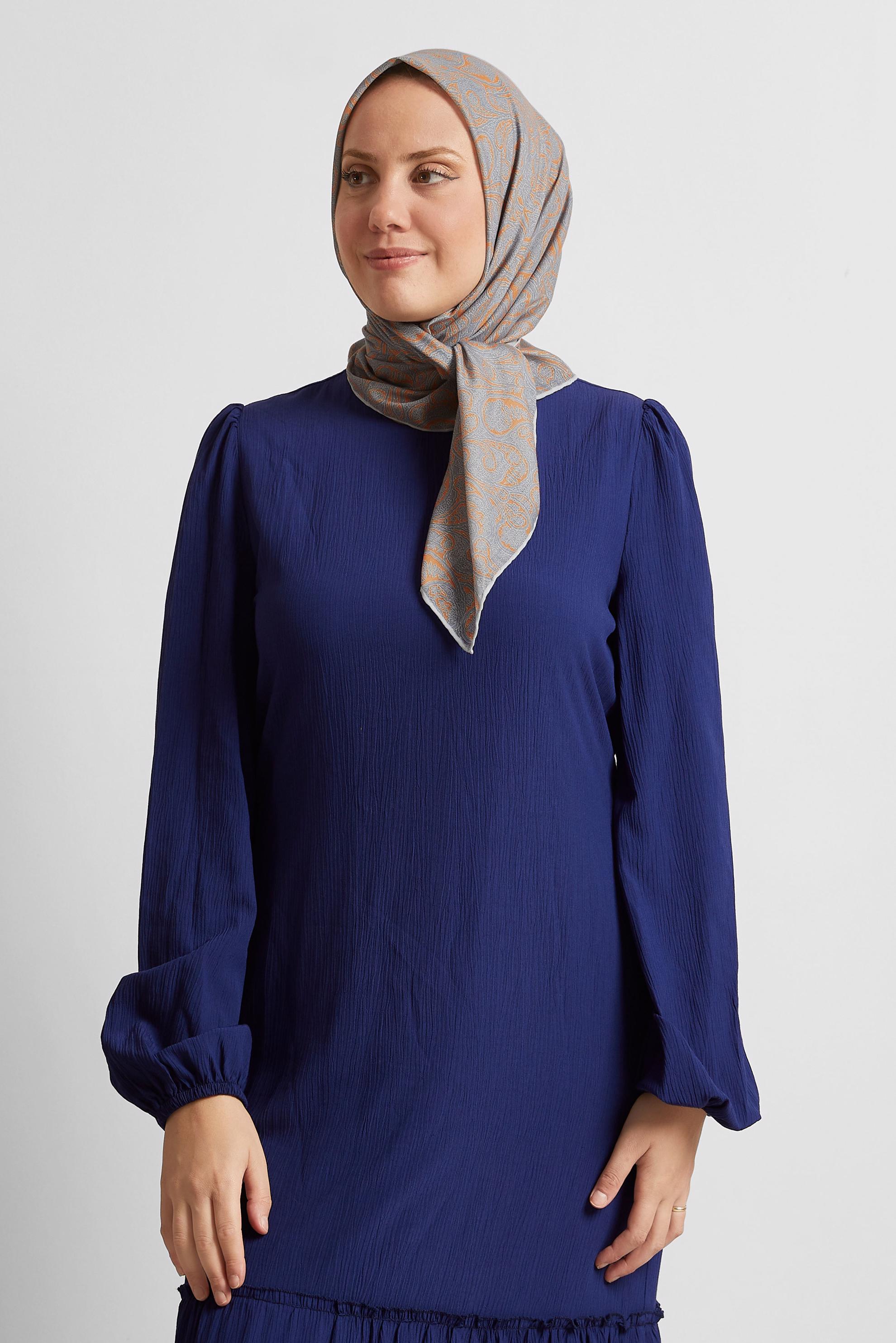 Tesettür giyim TURUNCU ALVİNA DESENLİ EŞARP 8558