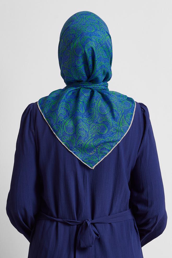 Hijab clothing GREEN ALVINA PATTERNED SCARF 8558 - ALVİNA