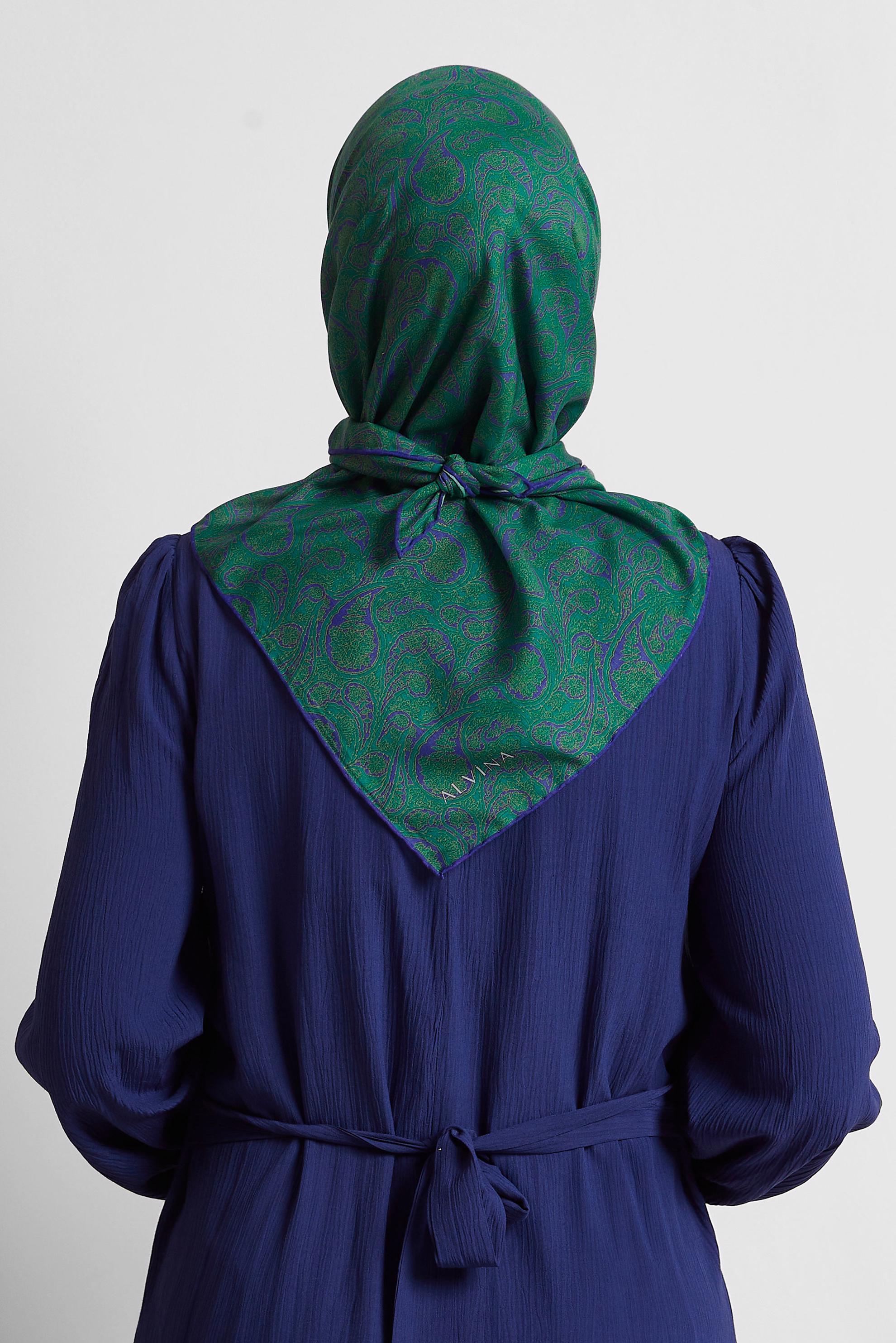 Vêtements hijab VERT ÉCHARPE À MOTIFS ALVINA 8558