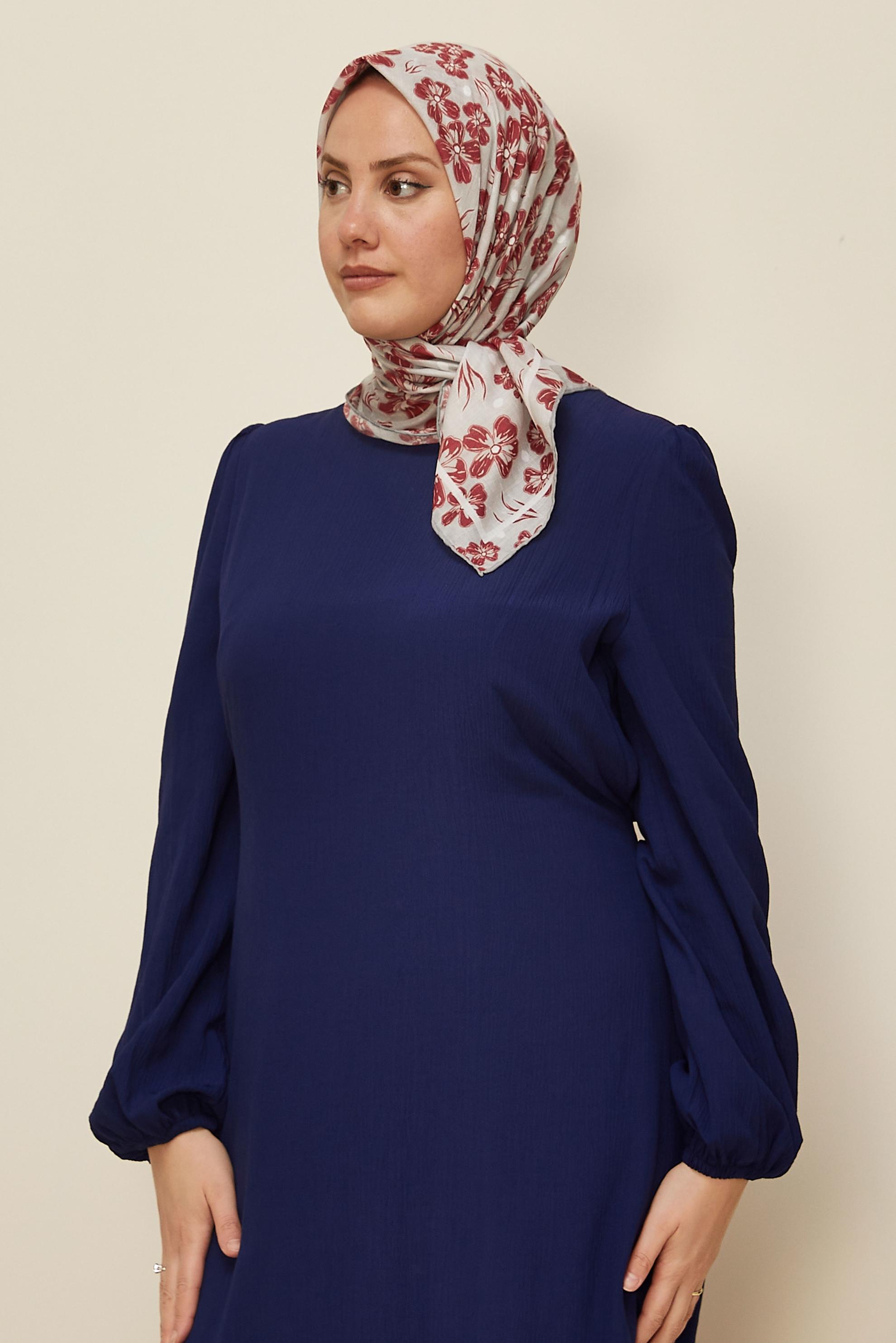 Tesettür giyim KIRMIZI ALVİNA NATUREL ÇİÇEK DESENLİ EŞARP 8559