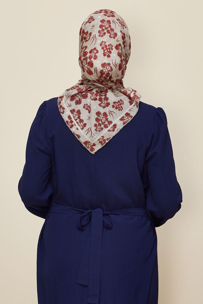 Tesettür giyim KIRMIZI ALVİNA NATUREL ÇİÇEK DESENLİ EŞARP 8559 - ALVİNA