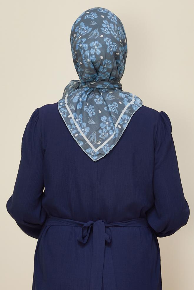 Tesettür giyim GRİ ALVİNA NATUREL ÇİÇEK DESENLİ EŞARP 8559 - ALVİNA