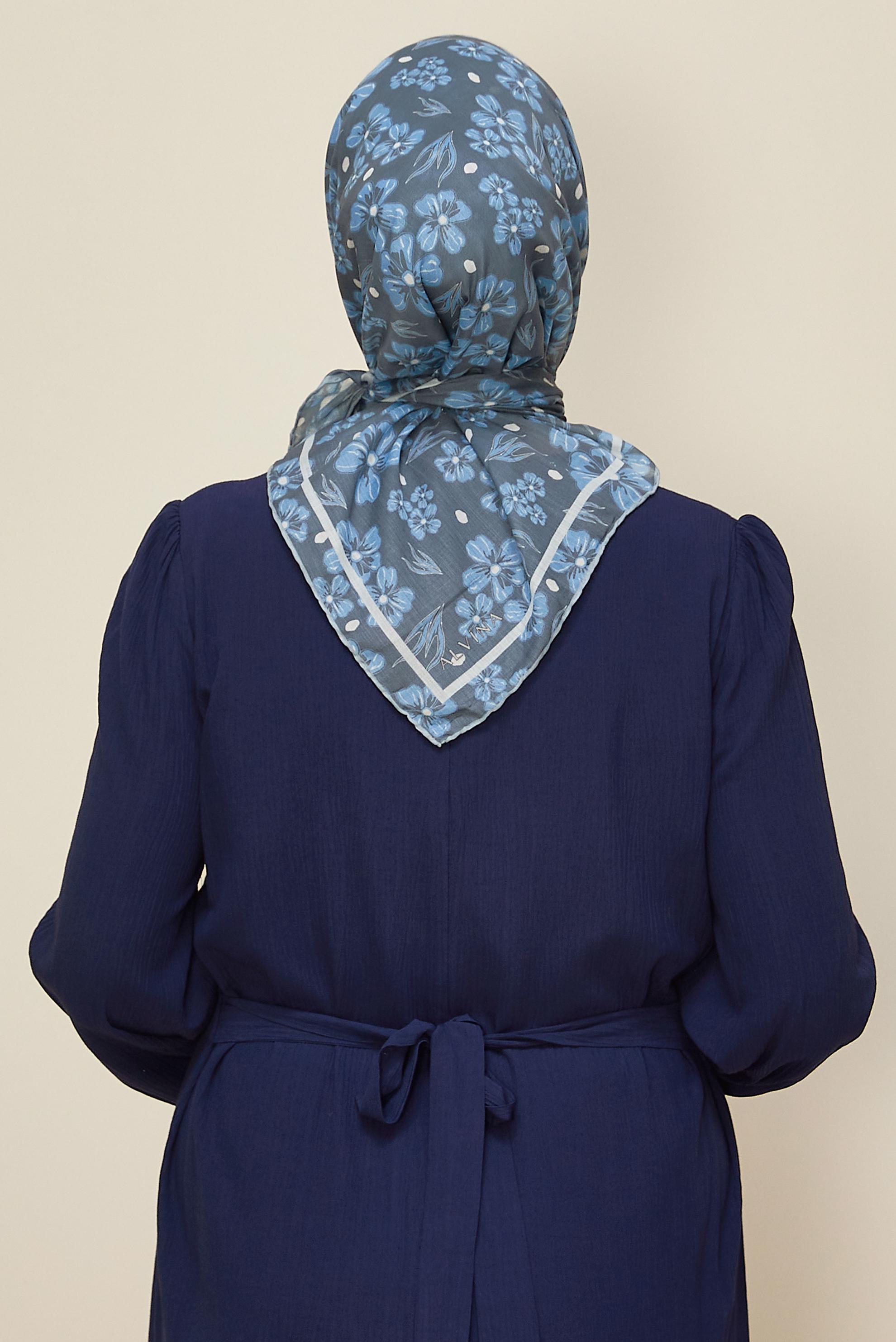 Hijab clothing GREY ALVINA FLOWER PATTERNED NATURAL SCARF 8559