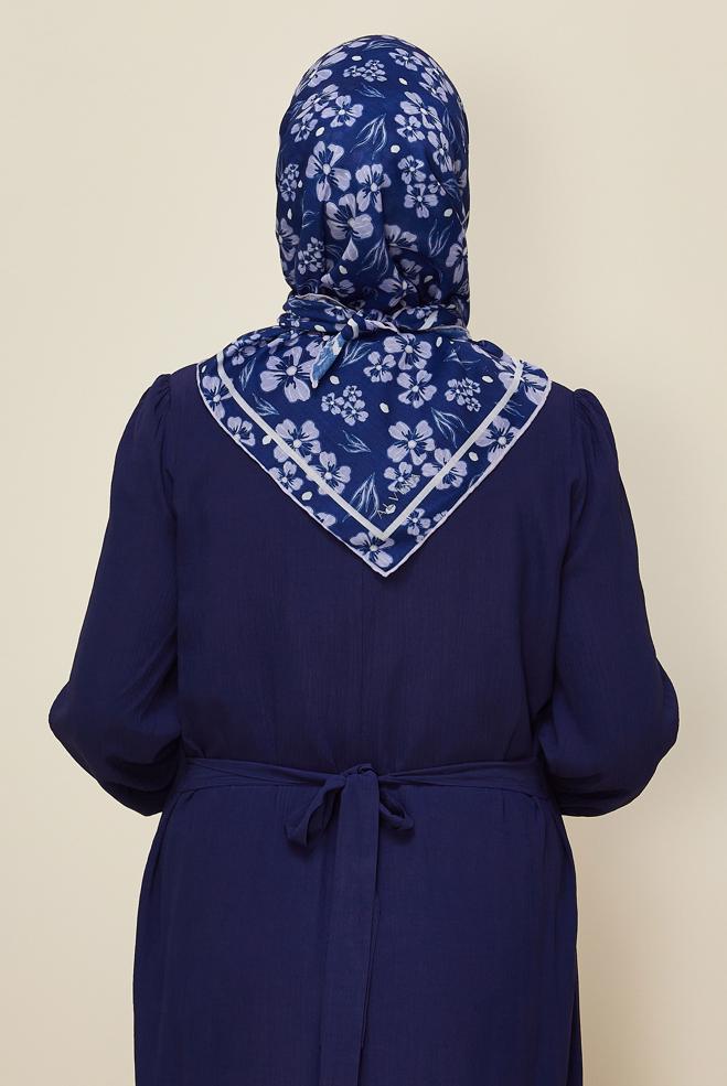 Tesettür giyim MOR ALVİNA NATUREL ÇİÇEK DESENLİ EŞARP 8559 - ALVİNA