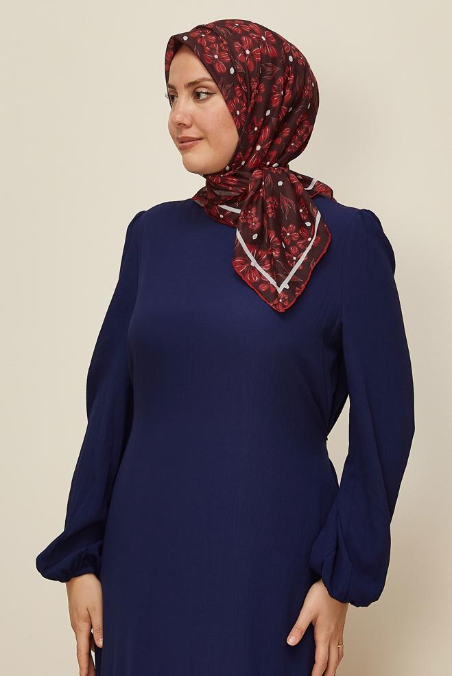 Tesettür giyim BORDO ALVİNA NATUREL ÇİÇEK DESENLİ EŞARP 8559 - ALVİNA
