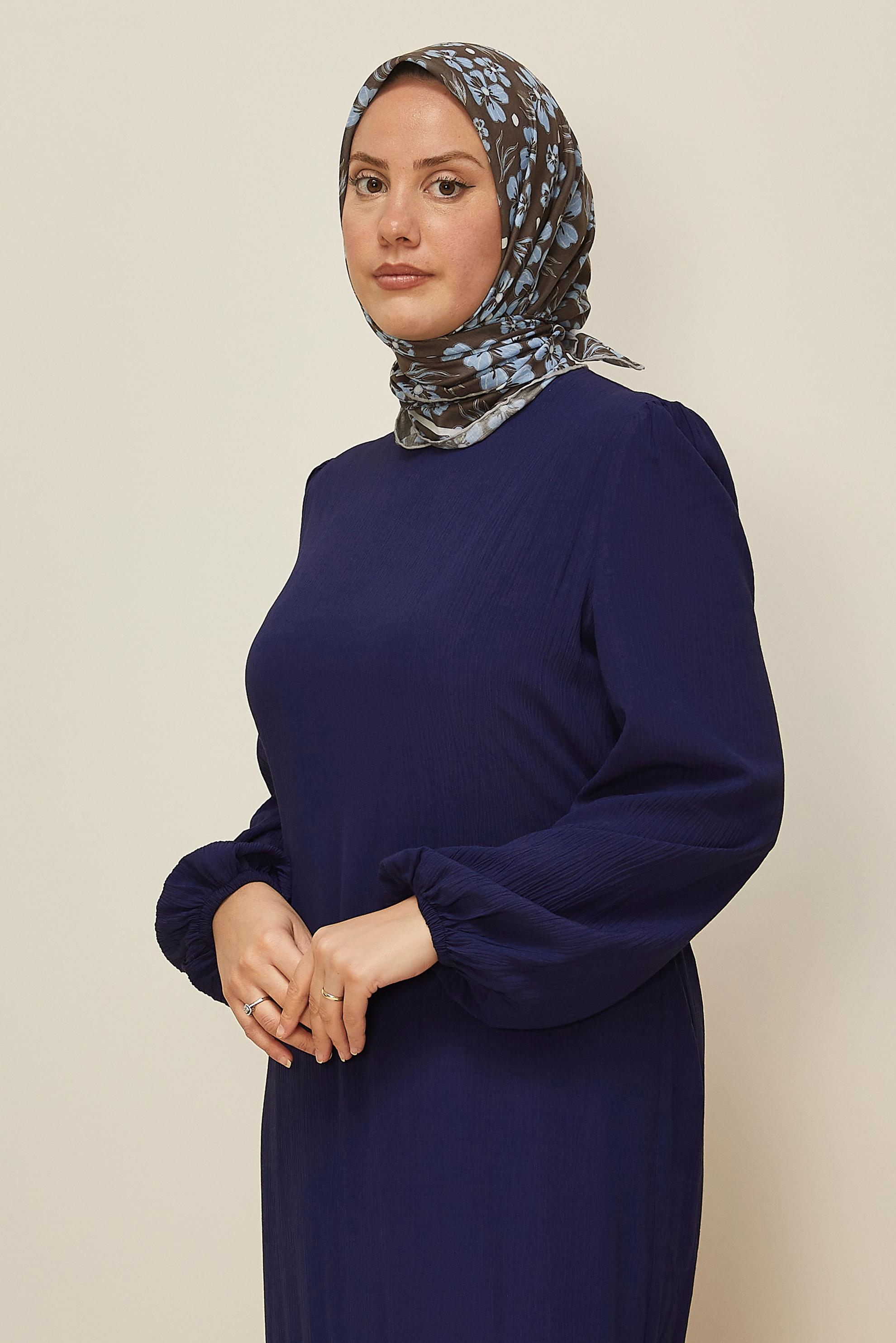 Tesettür giyim KAHVE ALVİNA NATUREL ÇİÇEK DESENLİ EŞARP 8559