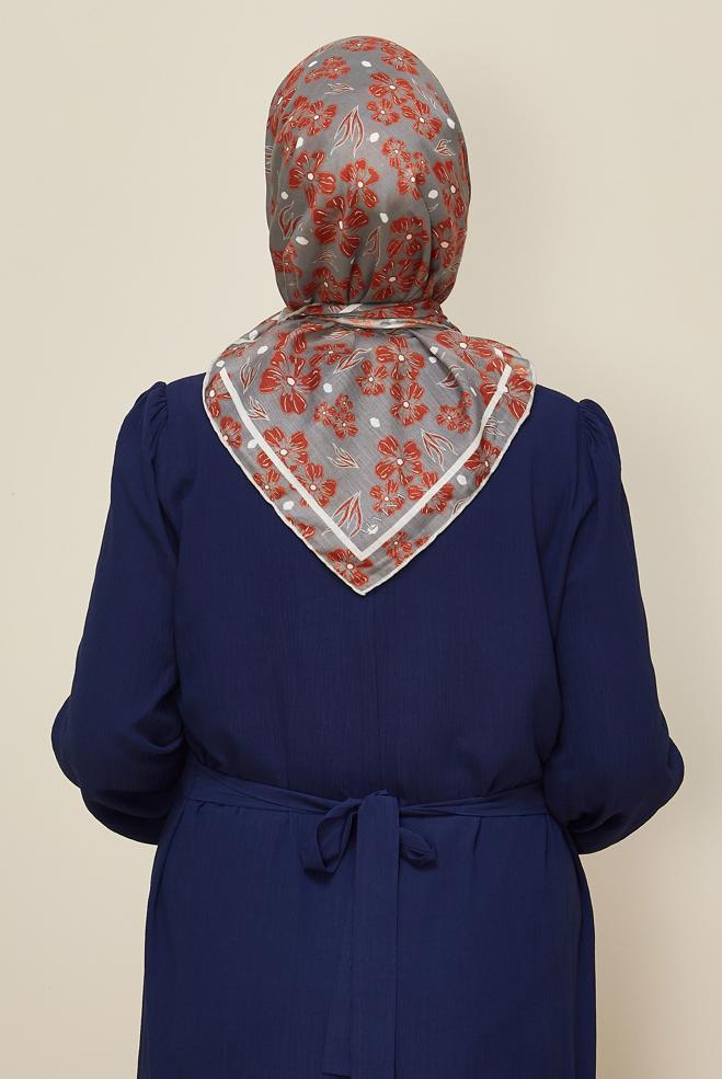 Tesettür giyim SARI ALVİNA NATUREL ÇİÇEK DESENLİ EŞARP 8559 - ALVİNA