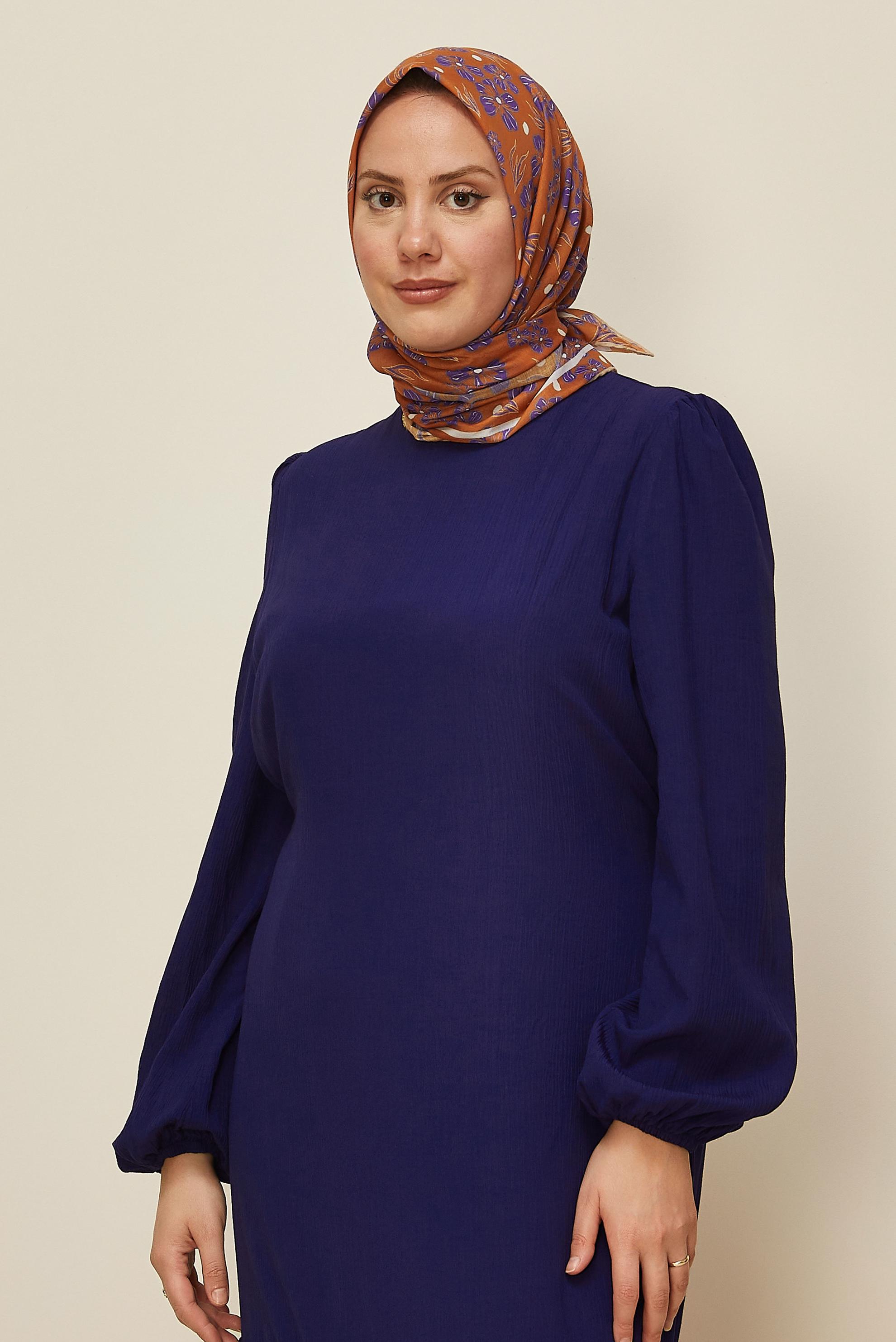 Tesettür giyim TABA ALVİNA NATUREL ÇİÇEK DESENLİ EŞARP 8559