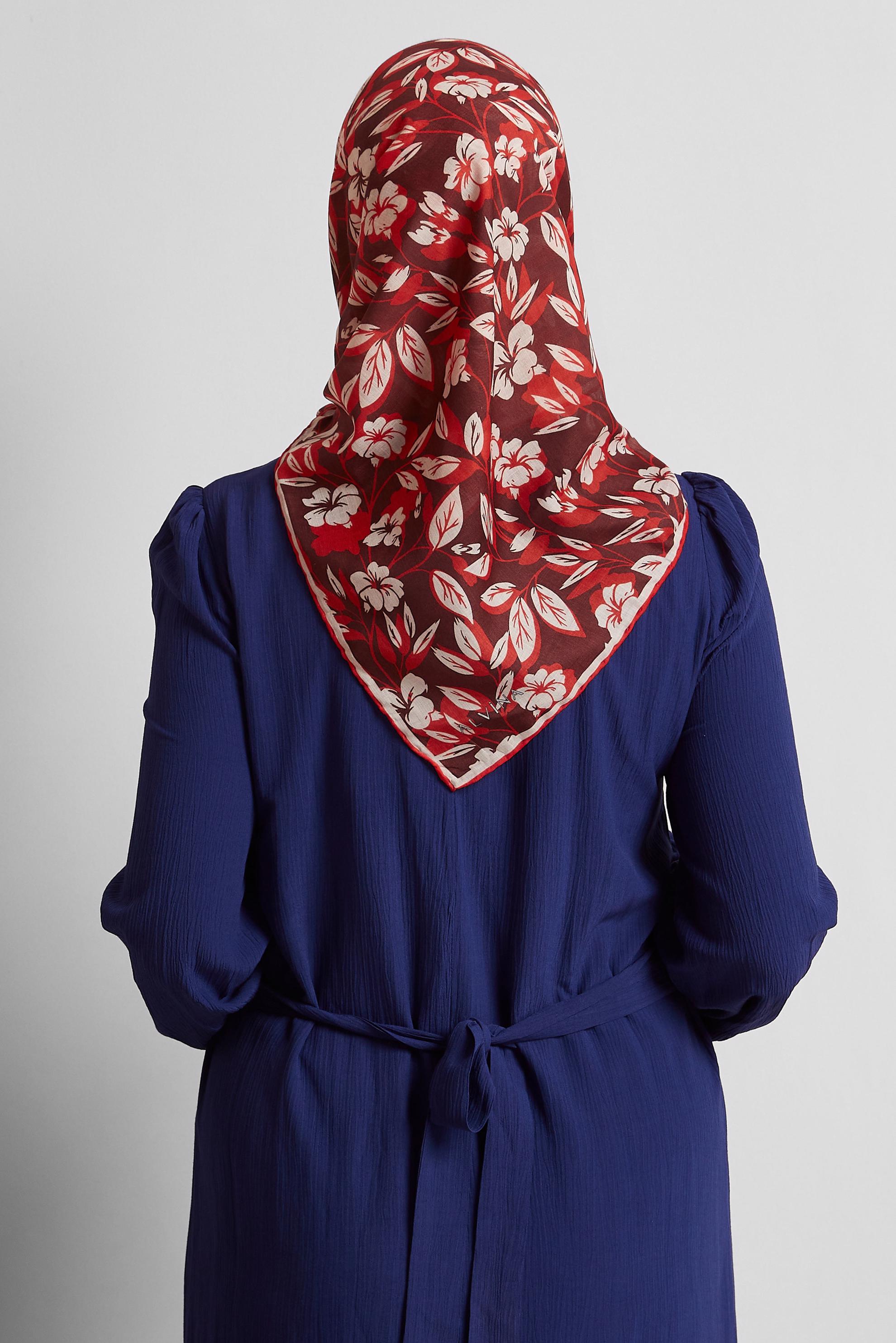 Tesettür giyim KIRMIZI ALVİNA ÇİÇEK DESENLİ EŞARP 8560