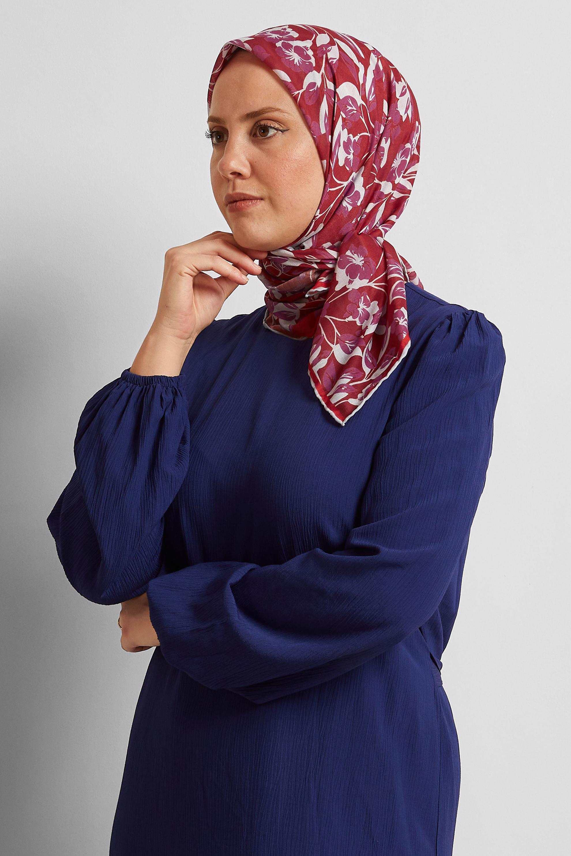 Tesettür giyim MOR ALVİNA ÇİÇEK DESENLİ EŞARP 8560