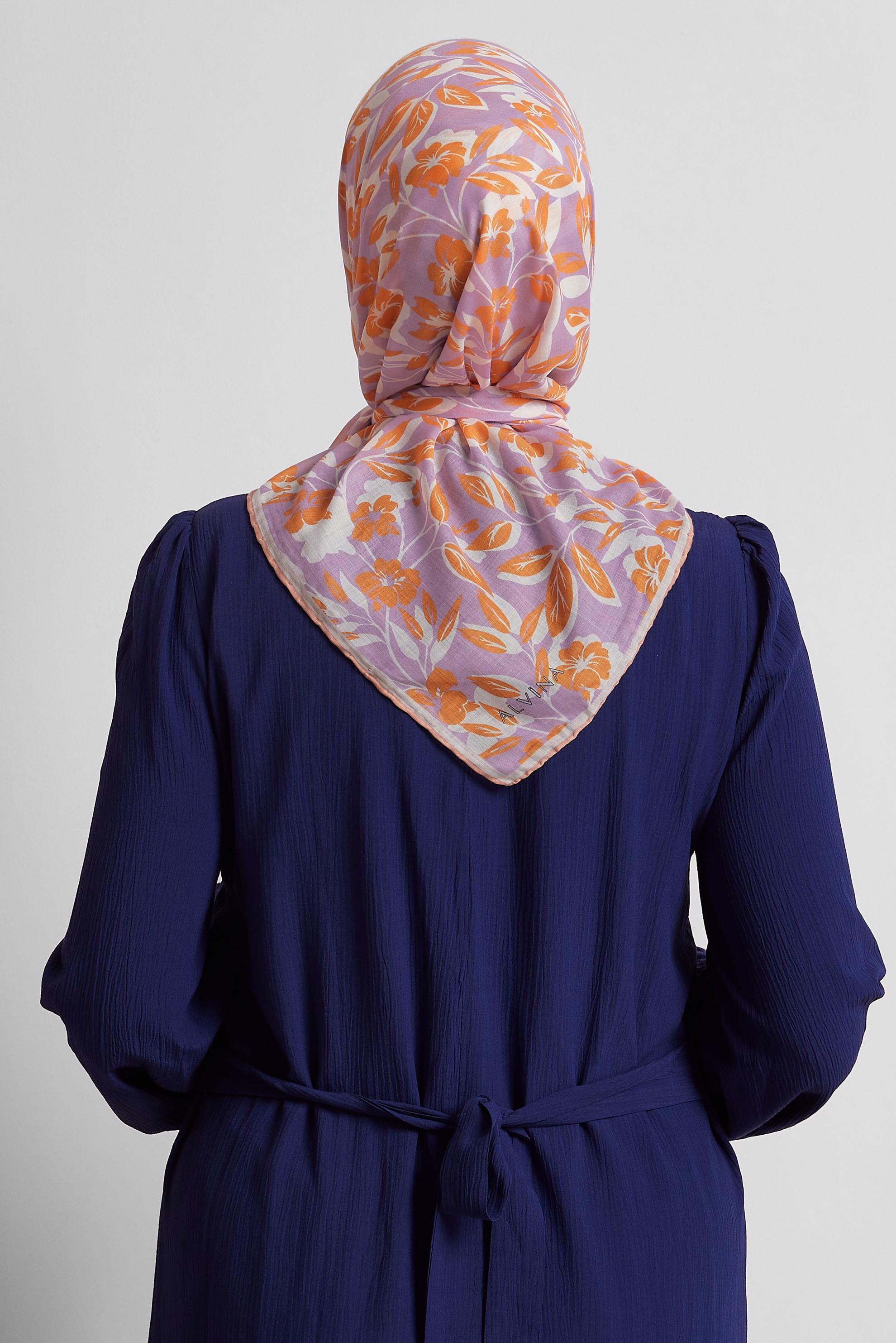 Tesettür giyim MOR ALVİNA ÇİÇEK DESENLİ EŞARP 8560