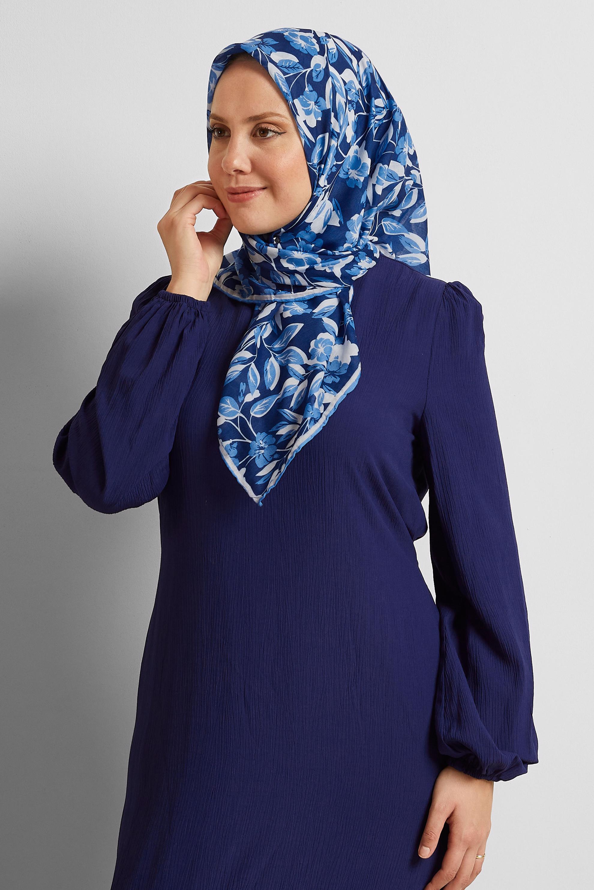 Tesettür giyim LACİVERT ALVİNA ÇİÇEK DESENLİ EŞARP 8560