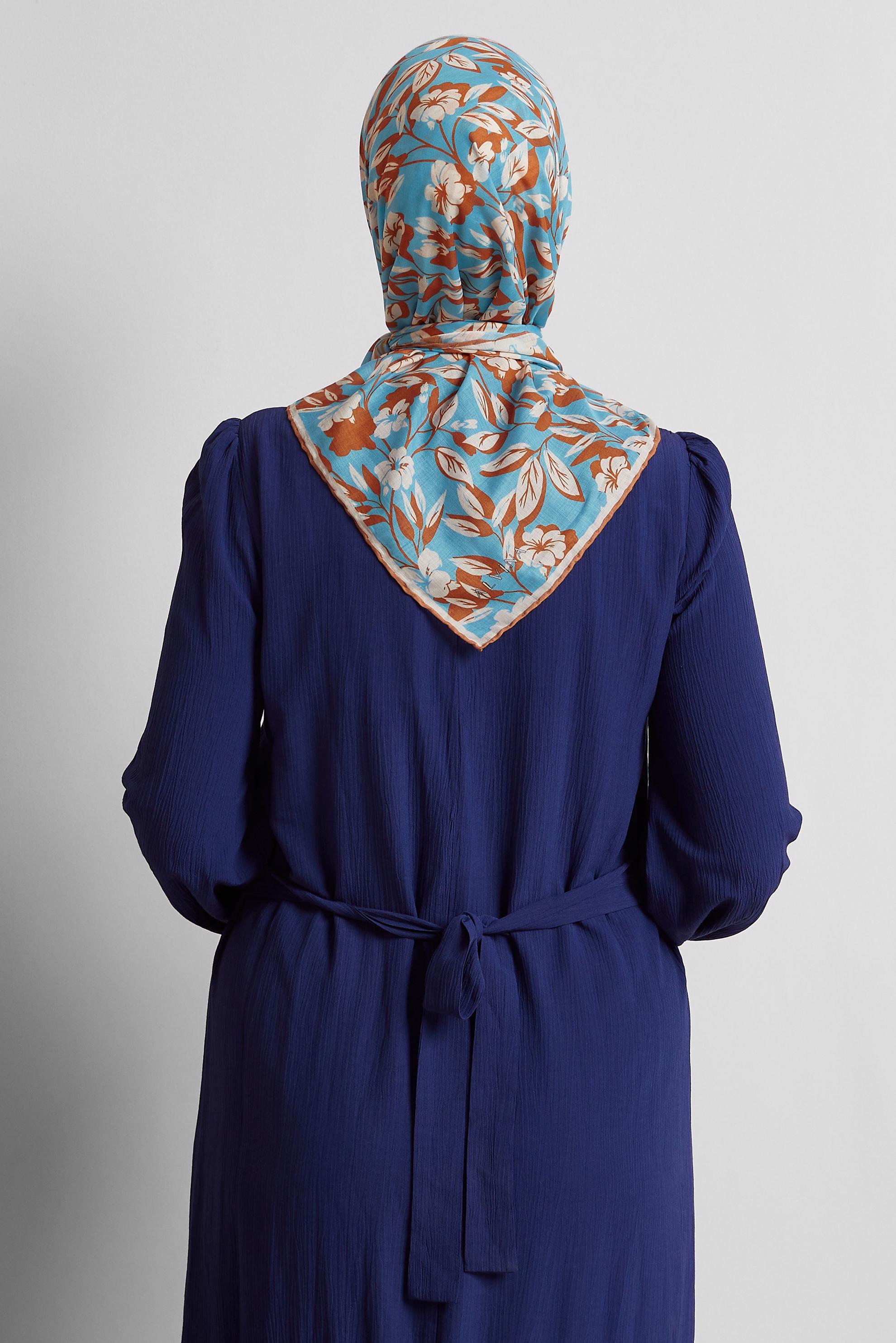 Tesettür giyim TABA ALVİNA ÇİÇEK DESENLİ EŞARP 8560