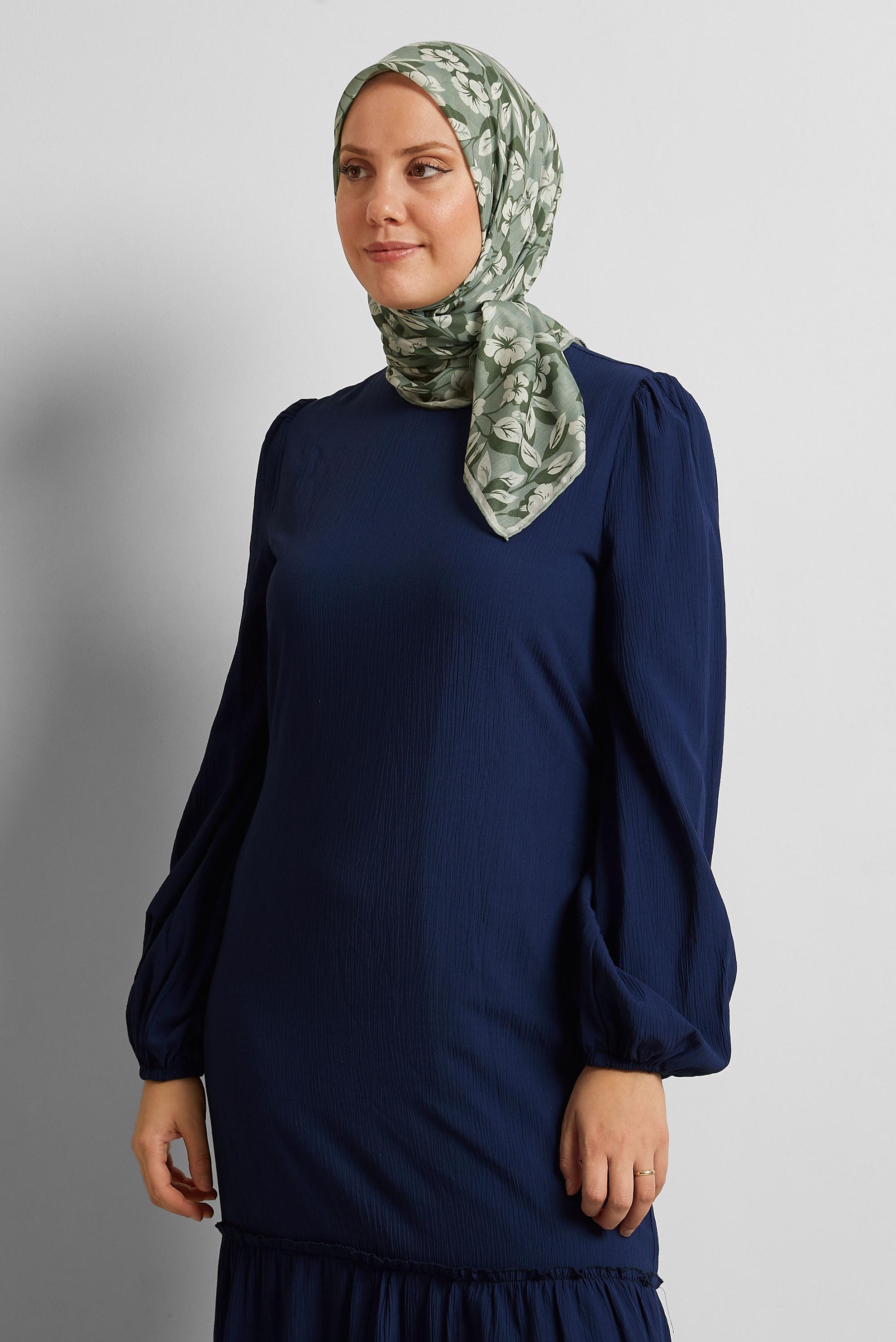 Tesettür giyim YEŞİL ALVİNA ÇİÇEK DESENLİ EŞARP 8560