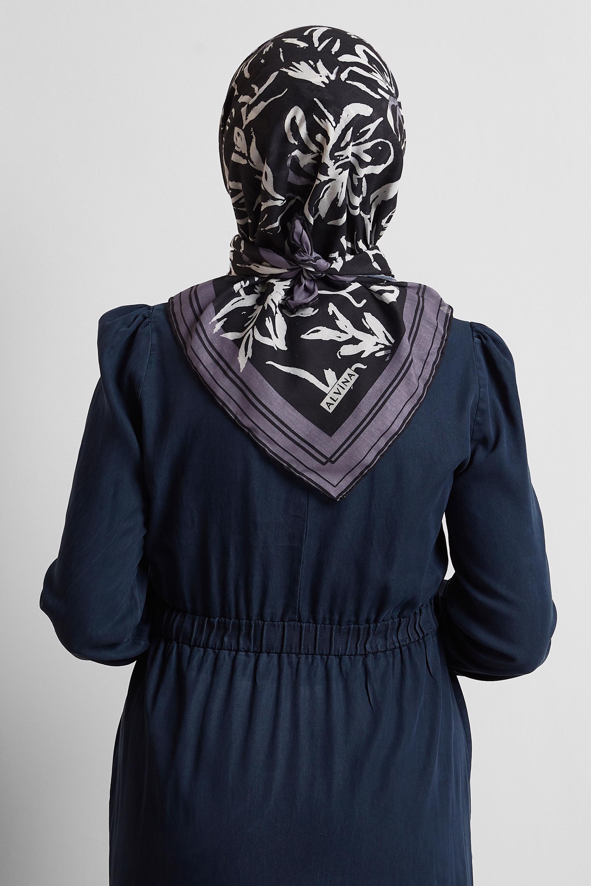 Tesettür giyim GRİ ALVİNA DESENLİ EŞARP 8562