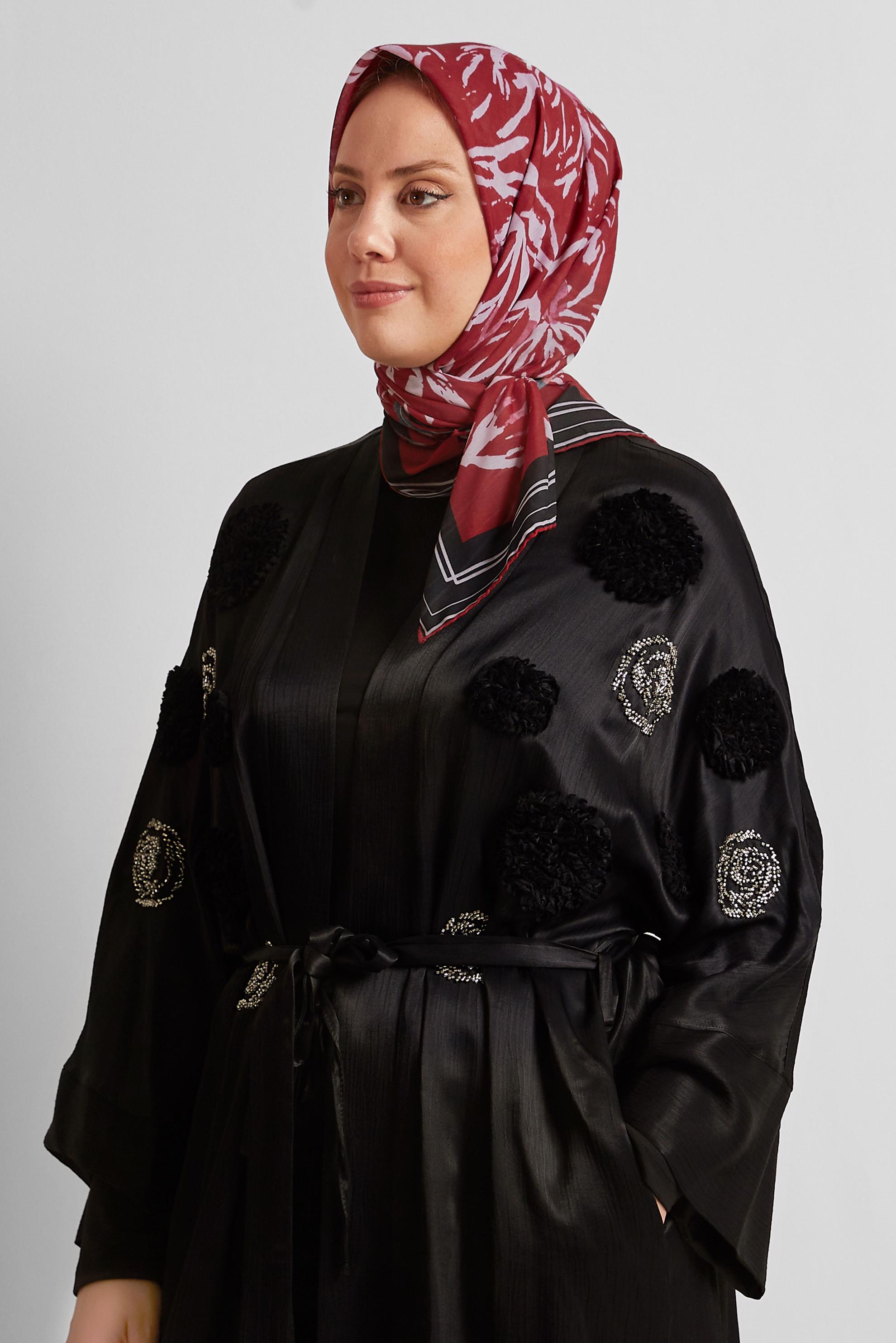 Tesettür giyim BORDO ALVİNA DESENLİ EŞARP 8562