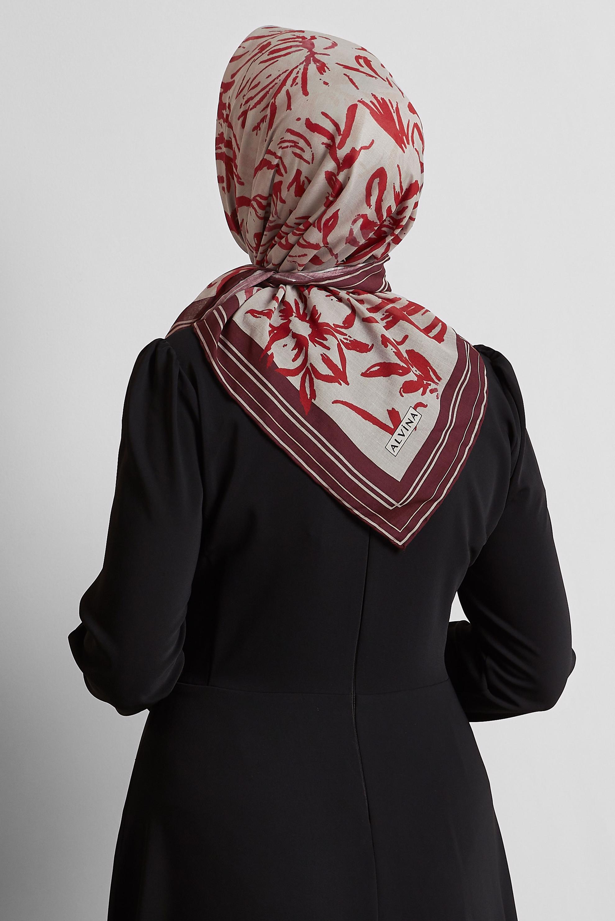 Tesettür giyim MÜRDÜM ALVİNA DESENLİ EŞARP 8562