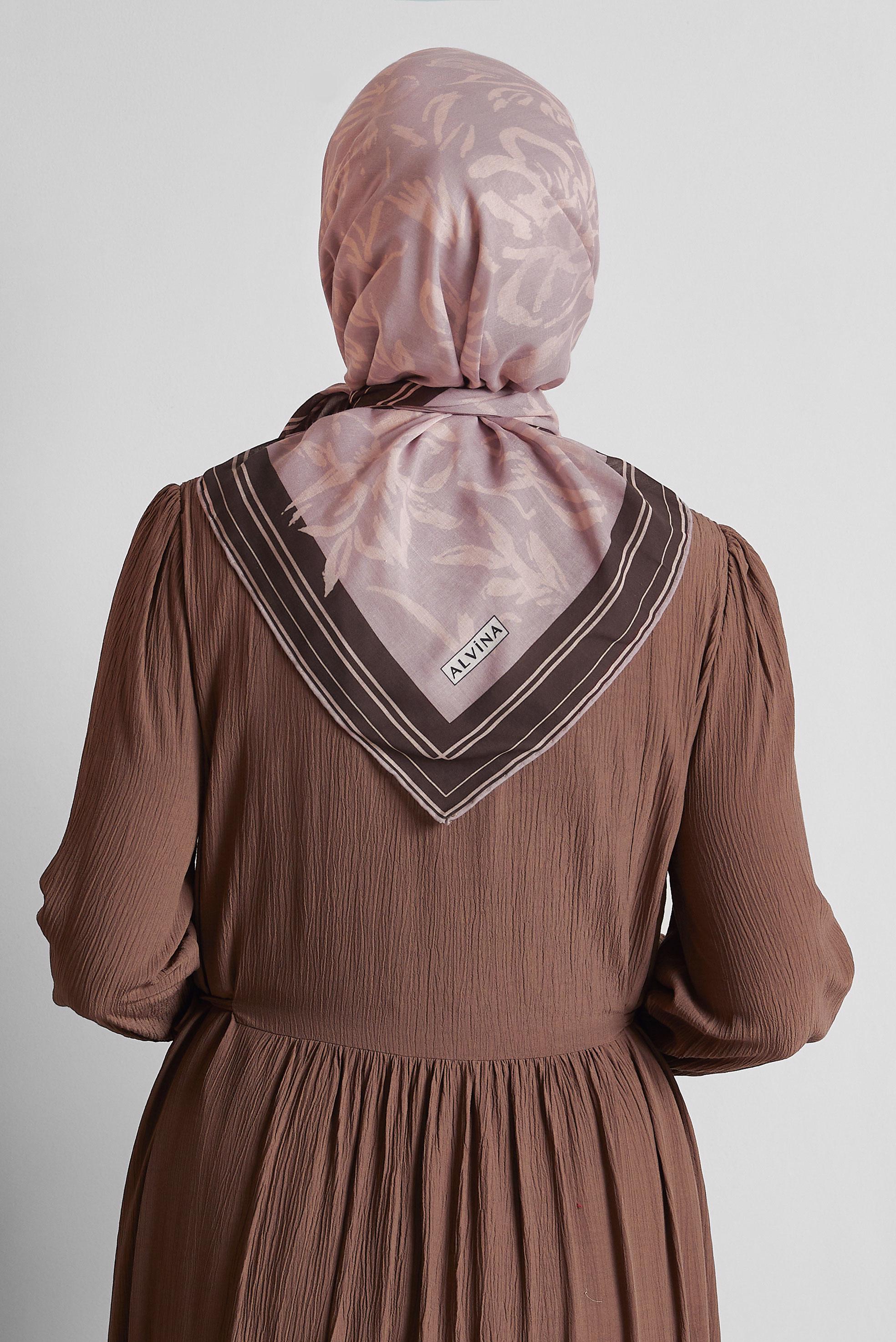 Tesettür giyim PUDRA ALVİNA DESENLİ EŞARP 8562