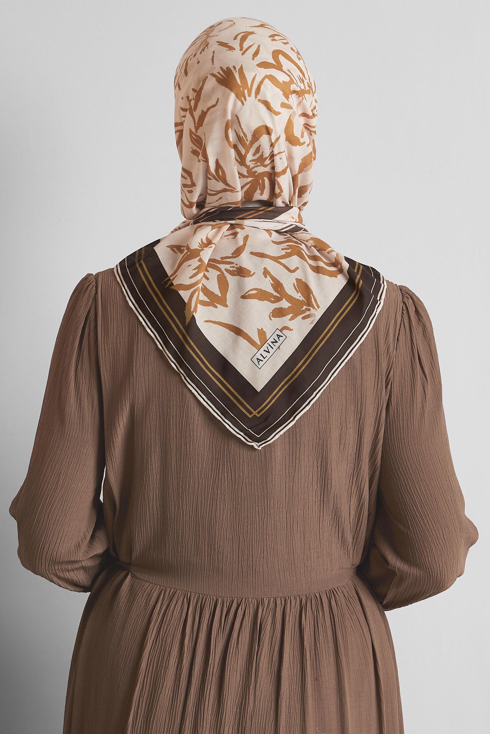 Tesettür giyim PUDRA ALVİNA DESENLİ EŞARP 8562