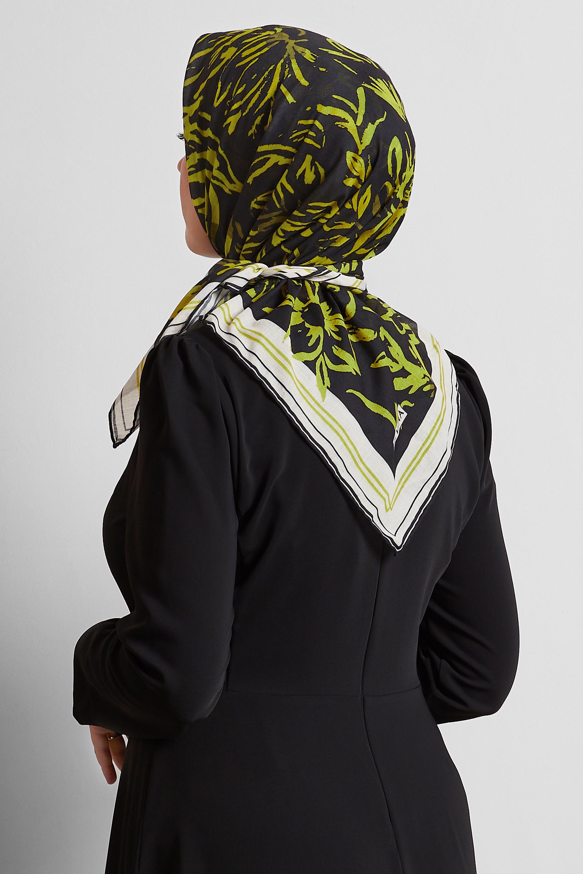 Tesettür giyim YEŞİL ALVİNA DESENLİ EŞARP 8562