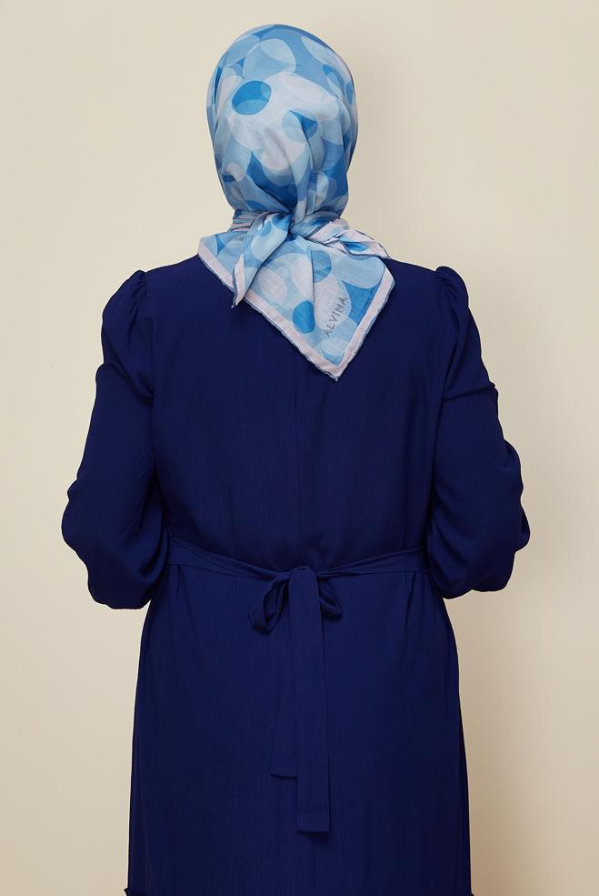 Tesettür giyim MAVİ ALVİNA ÇİÇEK DESENLİ EŞARP 8563 - ALVİNA