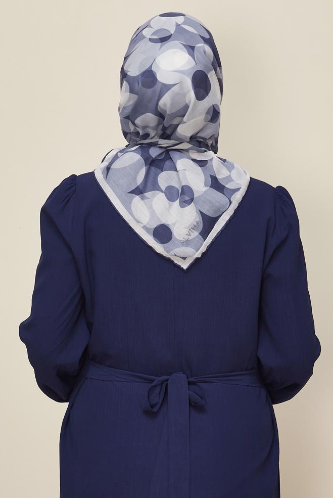 Vêtements hijab BLEU MARINE ÉCHARPE ALVINA À MOTIFS FLORAUX 8563 - ALVİNA