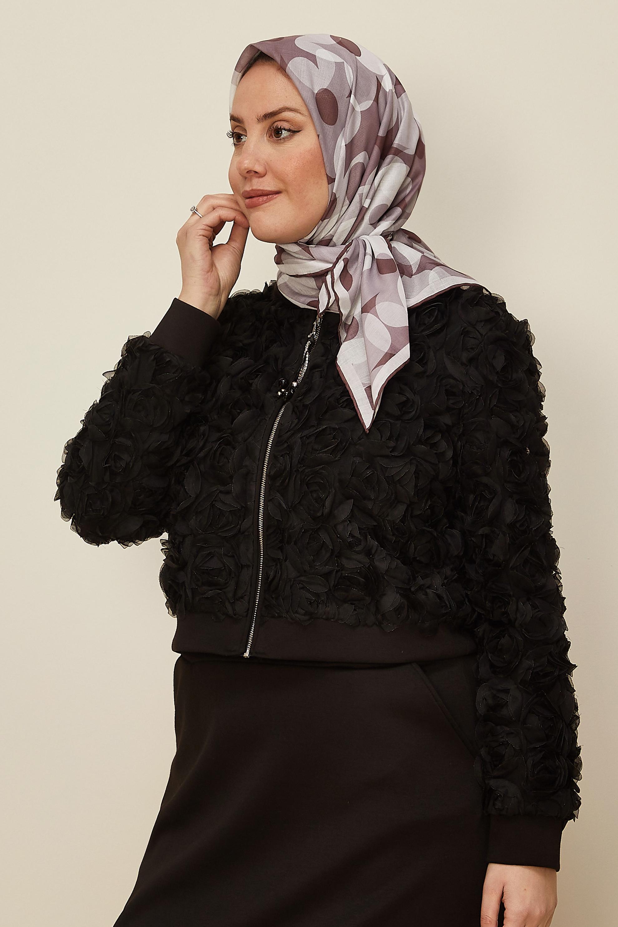 Tesettür giyim MÜRDÜM ALVİNA ÇİÇEK DESENLİ EŞARP 8563