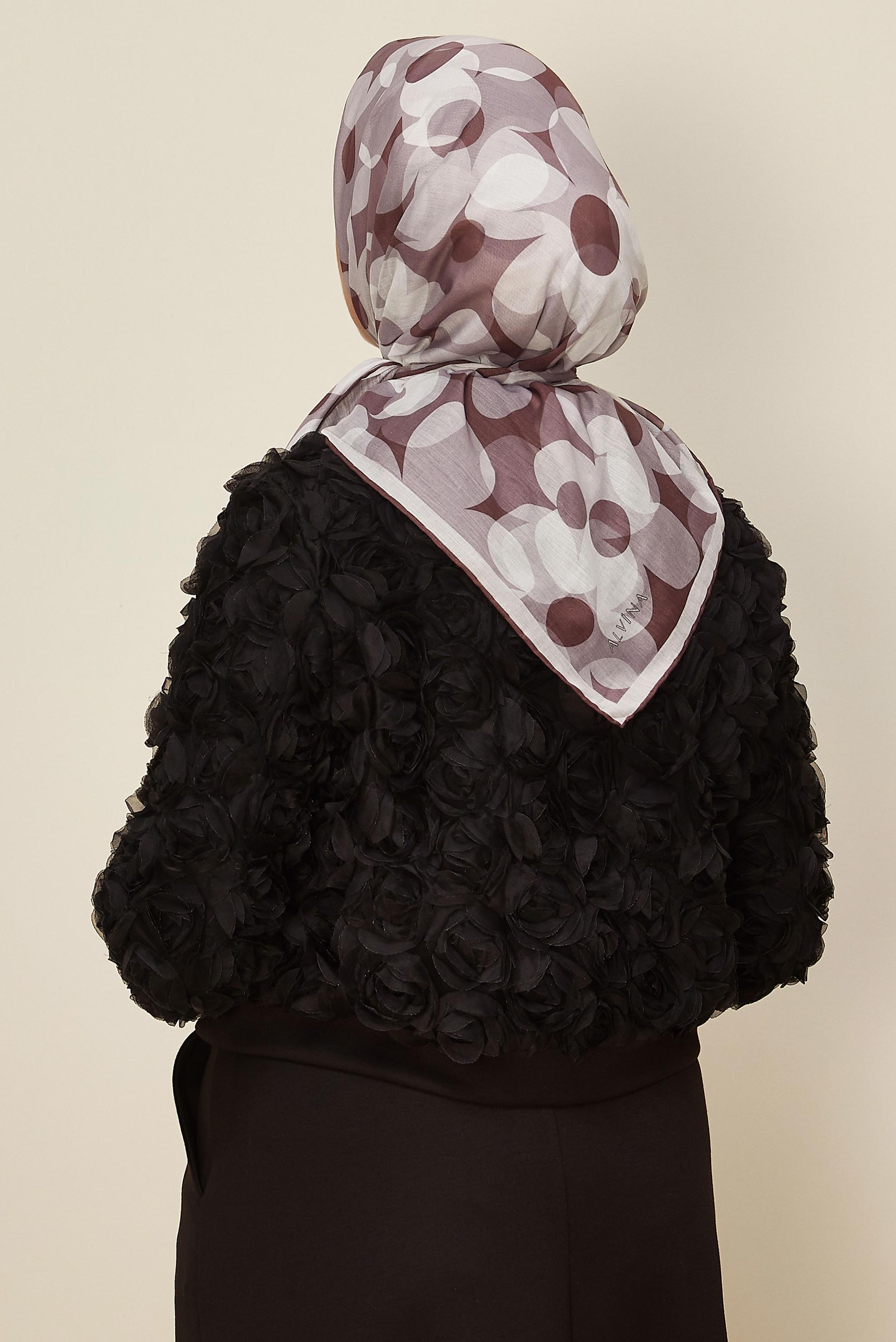 Tesettür giyim MÜRDÜM ALVİNA ÇİÇEK DESENLİ EŞARP 8563