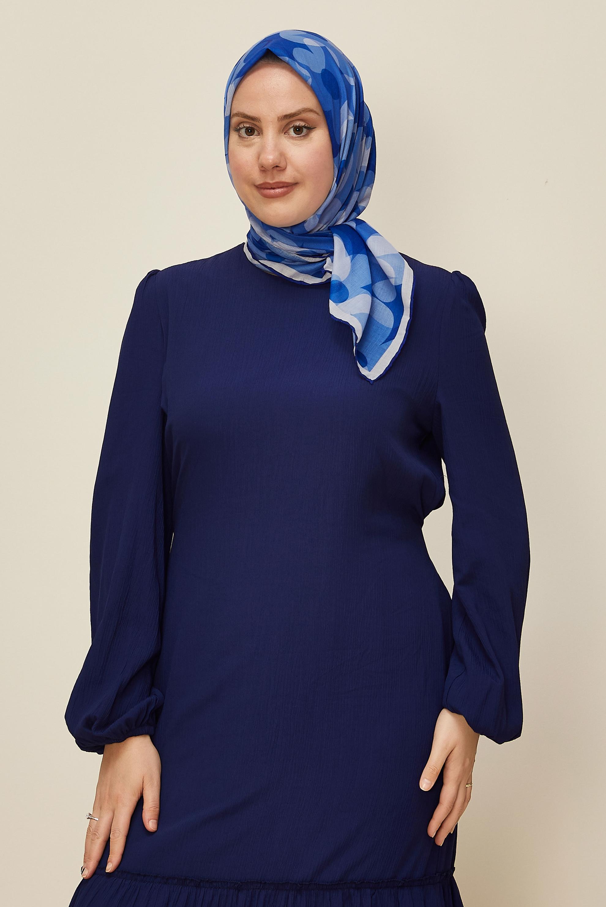 Vêtements hijab BLEU MARINE ÉCHARPE ALVINA À MOTIFS FLORAUX 8563