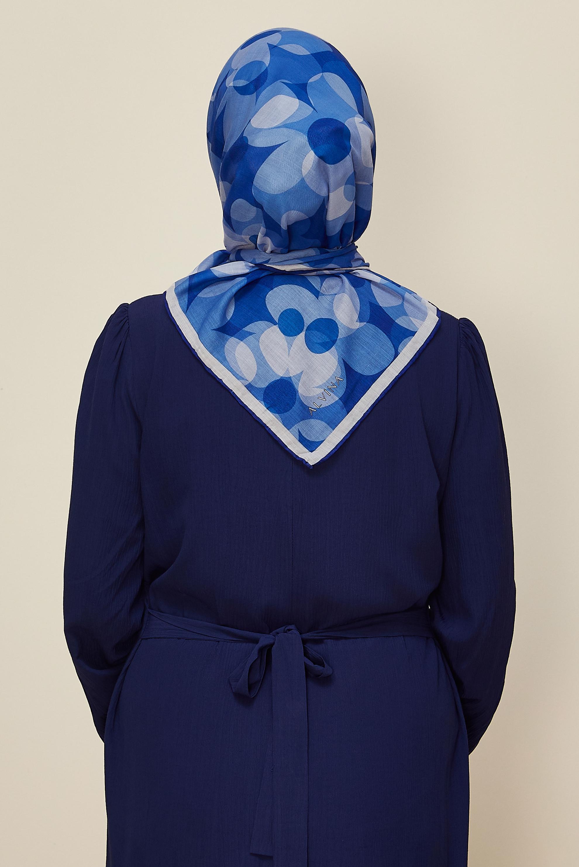 Vêtements hijab BLEU MARINE ÉCHARPE ALVINA À MOTIFS FLORAUX 8563