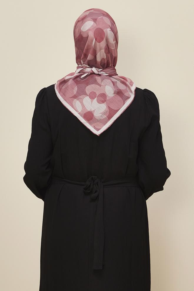 Tesettür giyim MOR ALVİNA ÇİÇEK DESENLİ EŞARP 8563 - ALVİNA