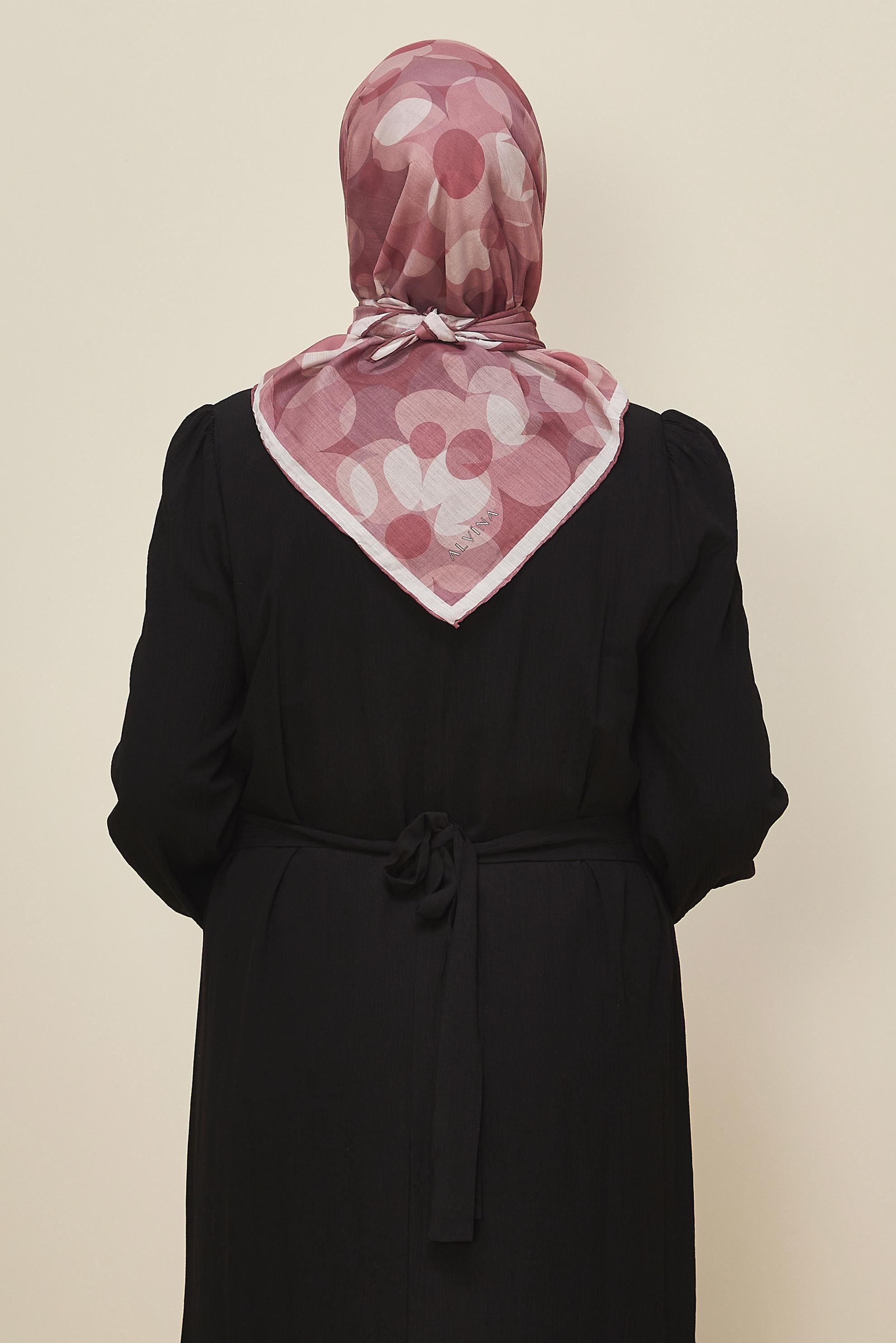 Tesettür giyim MOR ALVİNA ÇİÇEK DESENLİ EŞARP 8563