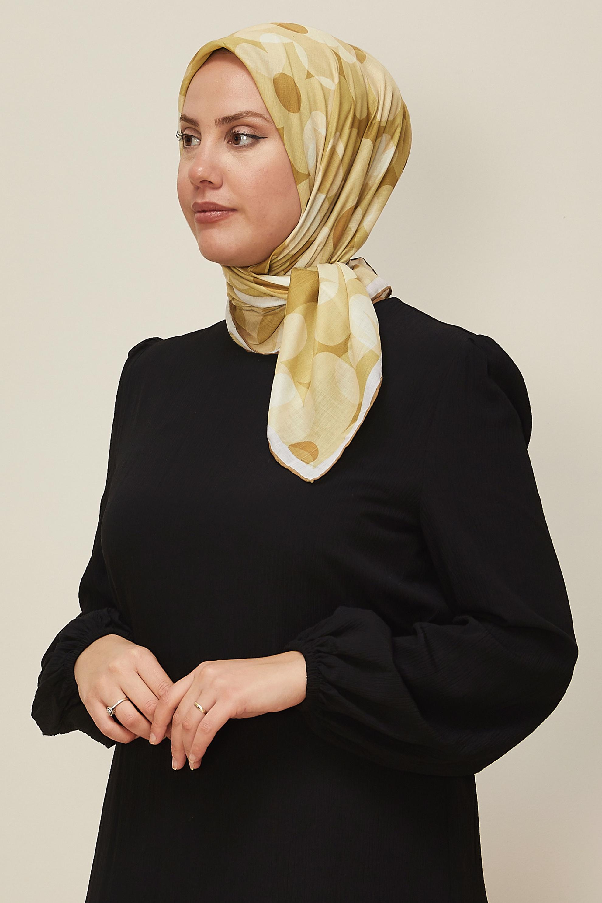 Tesettür giyim YEŞİL ALVİNA ÇİÇEK DESENLİ EŞARP 8563