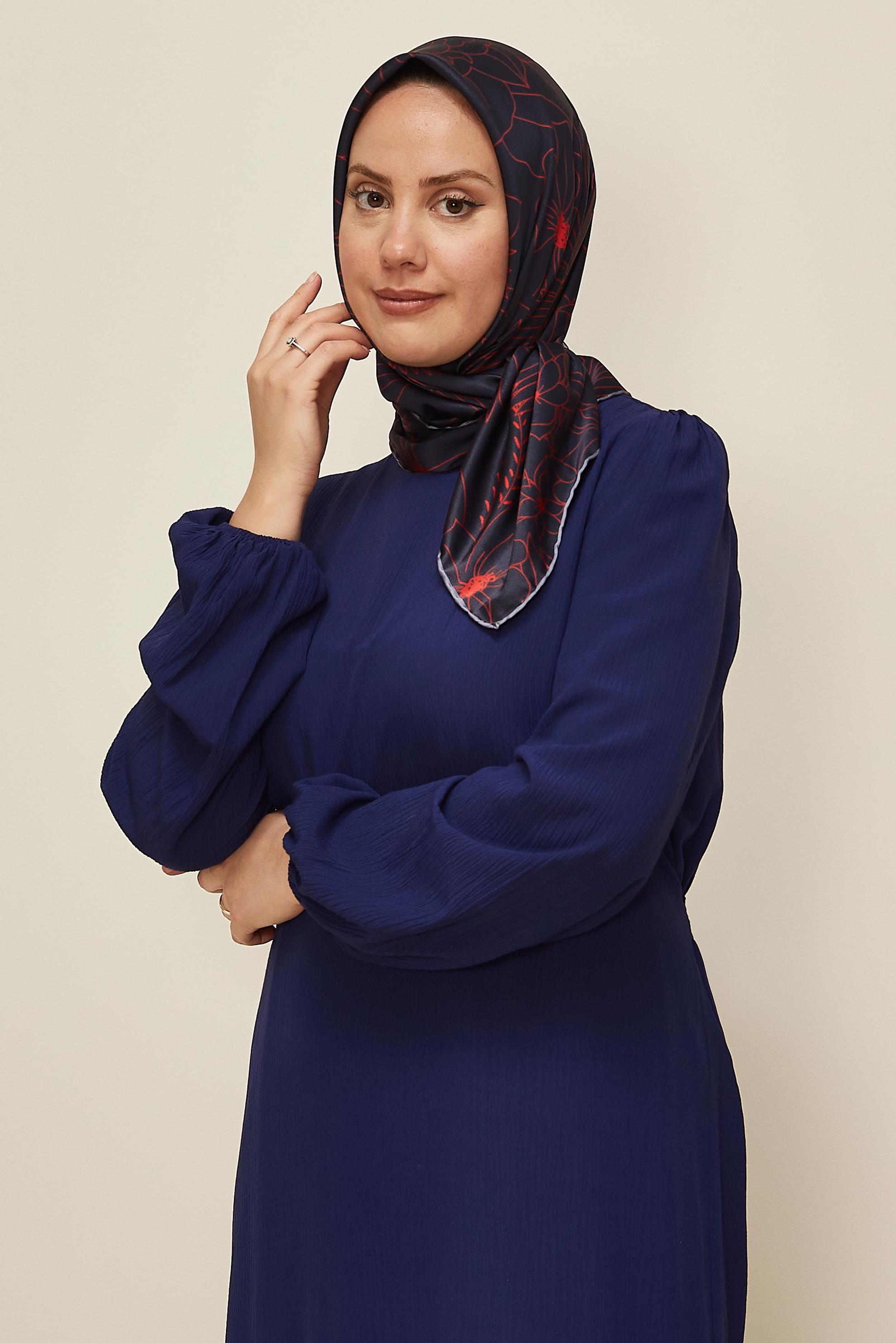 Tesettür giyim KIRMIZI ALVİNA DESENLİ EŞARP 8564