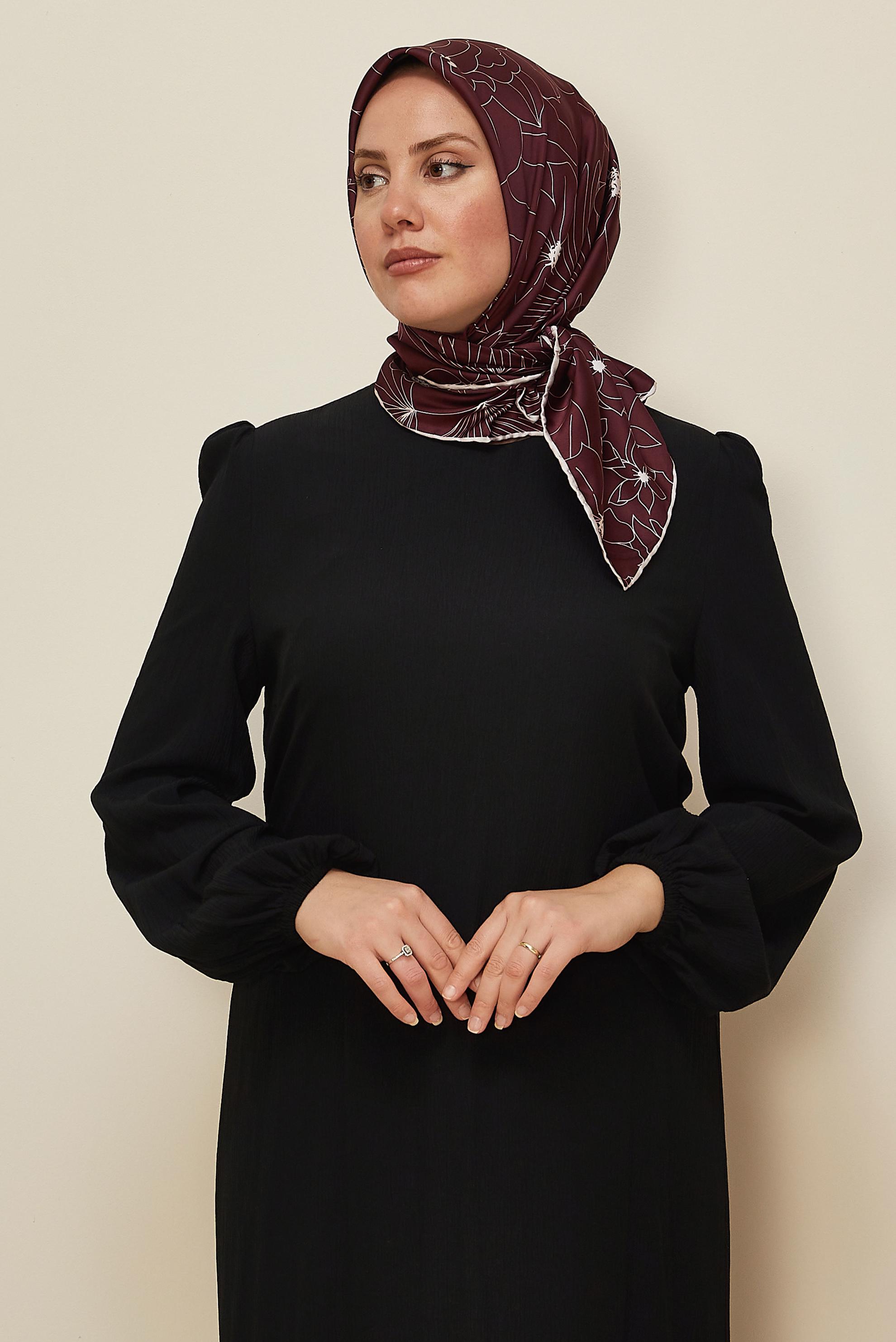 Vêtements hijab ROUGE BORDEAUX ALVINA ÉCHARPE À MOTIF 8564