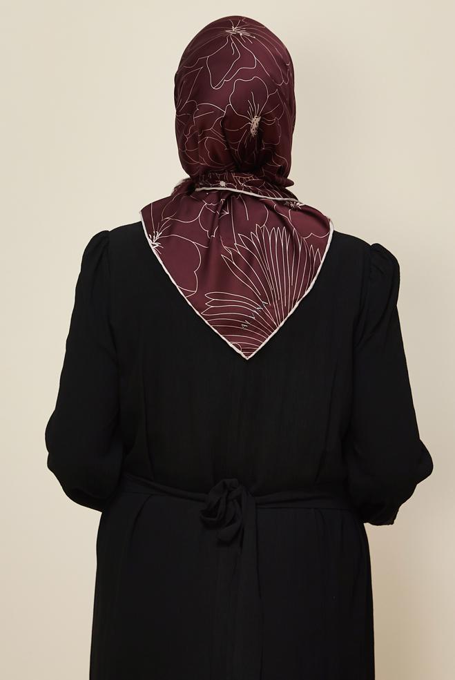 Vêtements hijab ROUGE BORDEAUX ALVINA ÉCHARPE À MOTIF 8564 - ALVİNA