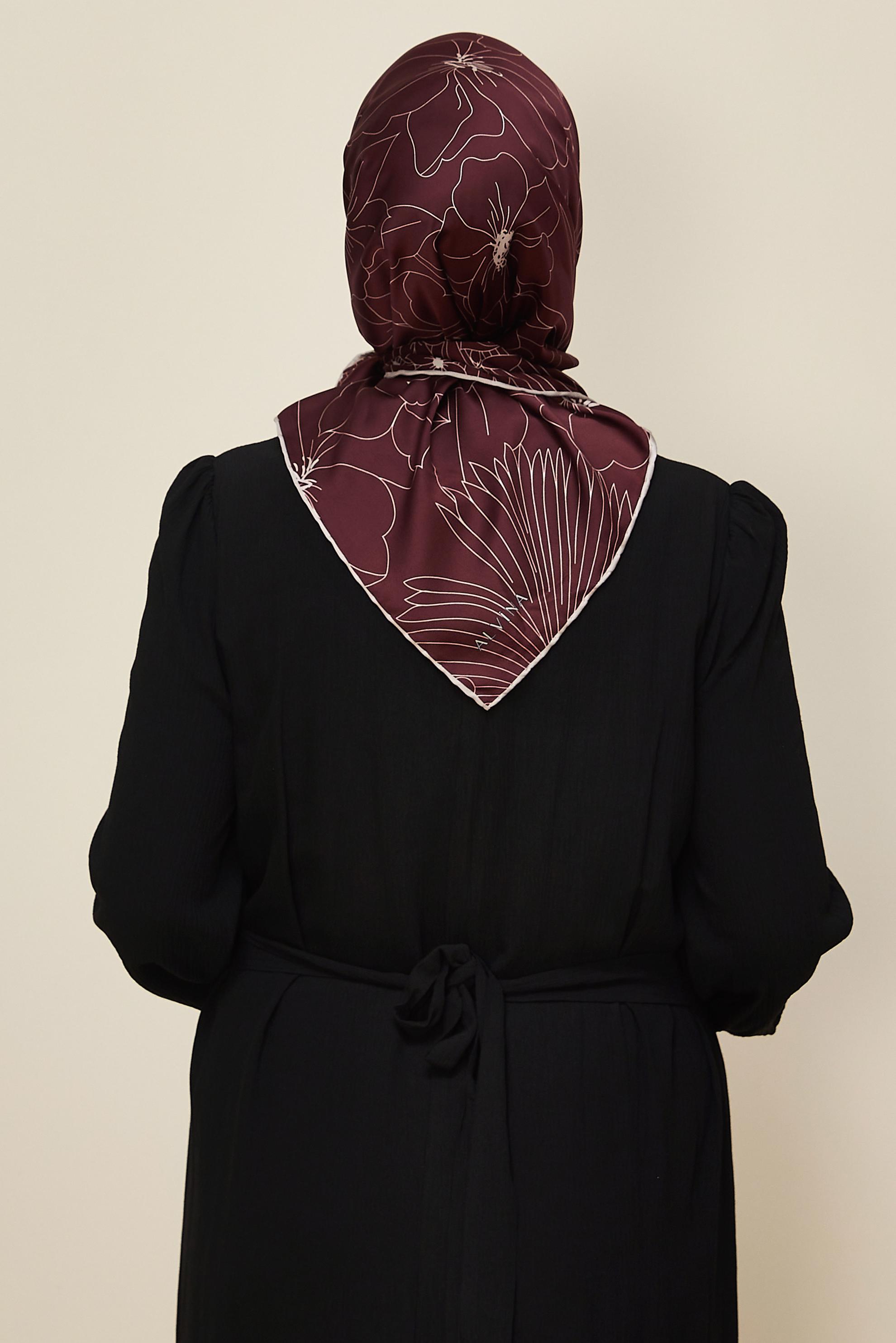 Vêtements hijab ROUGE BORDEAUX ALVINA ÉCHARPE À MOTIF 8564