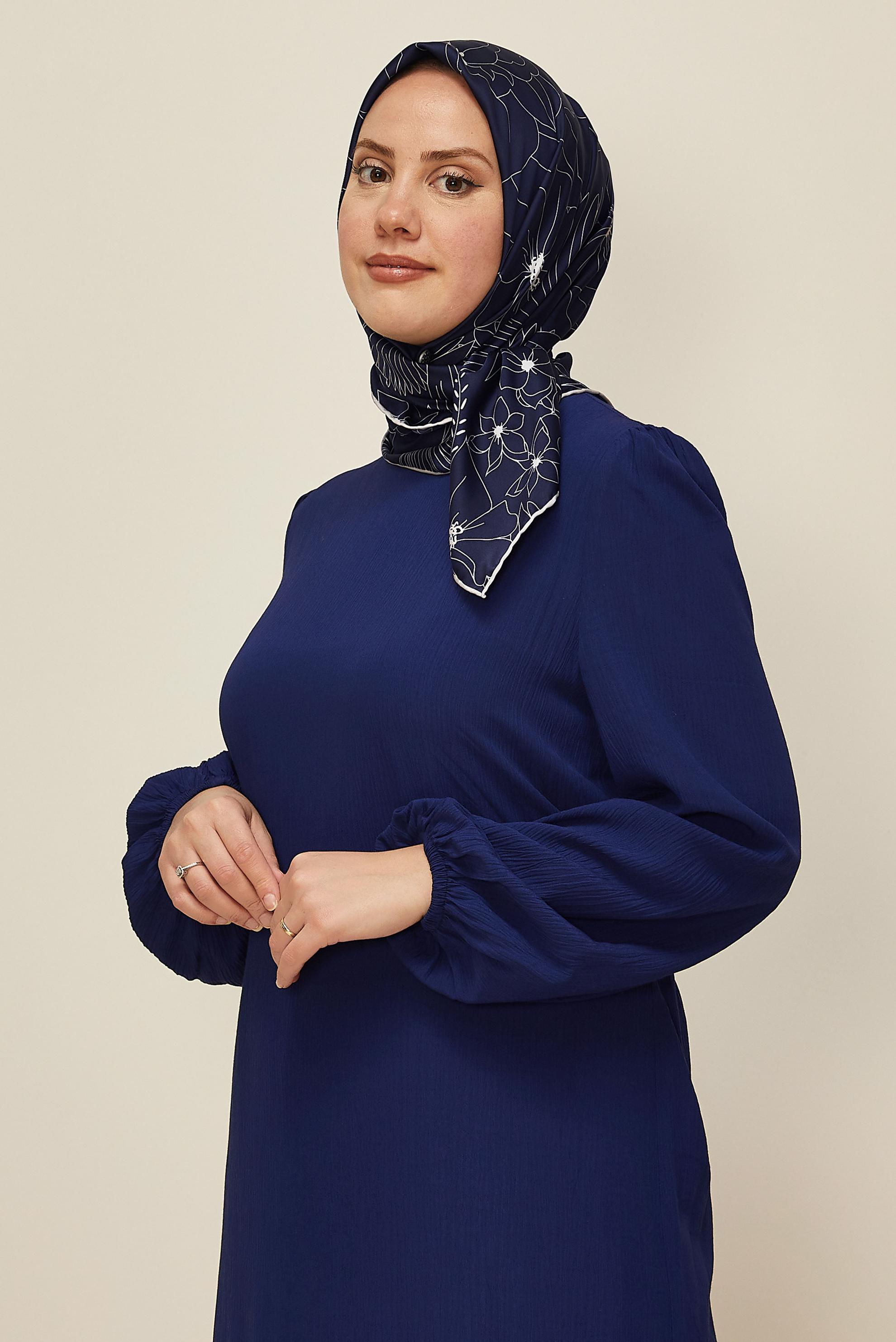 Vêtements hijab BLEU MARINE ALVINA ÉCHARPE À MOTIF 8564