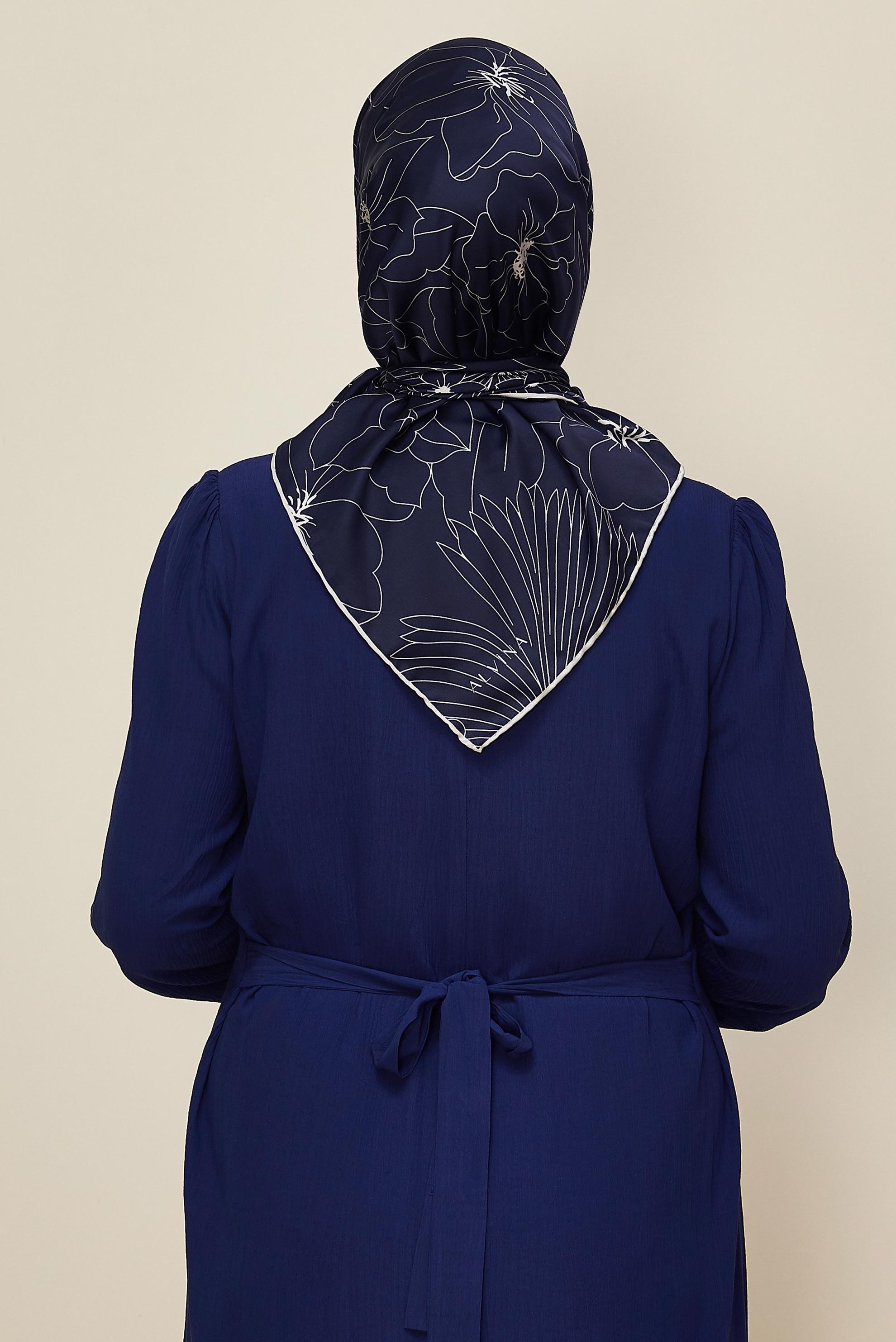 Vêtements hijab BLEU MARINE ALVINA ÉCHARPE À MOTIF 8564