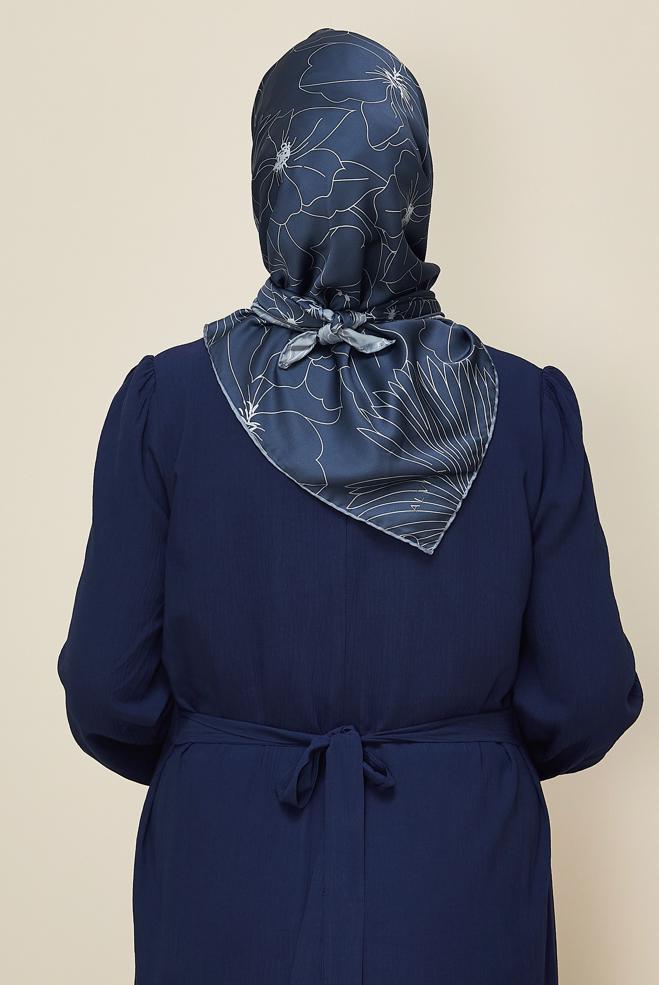 Tesettür giyim LACİVERT ALVİNA DESENLİ EŞARP 8564 - ALVİNA