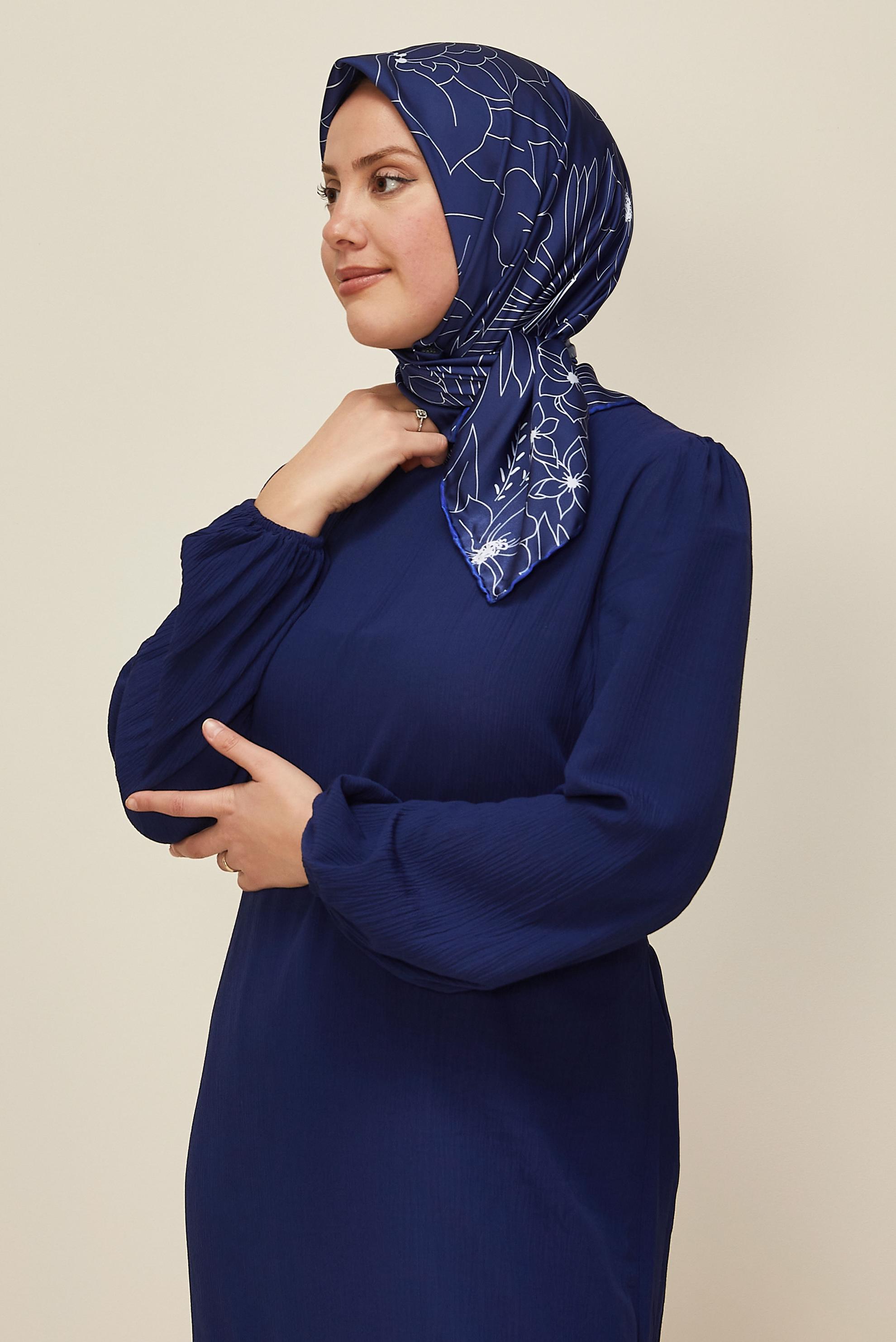 Hijab clothing NAVY BLUE ALVINA PATTERNED SCARF 8564