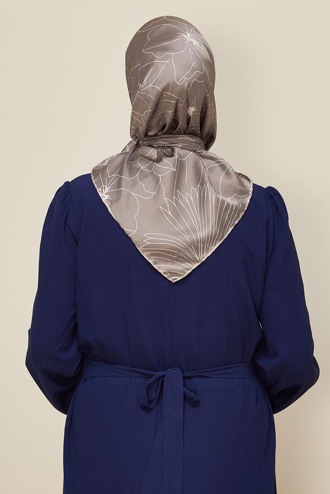 Tesettür giyim VİZON ALVİNA DESENLİ EŞARP 8564 - ALVİNA