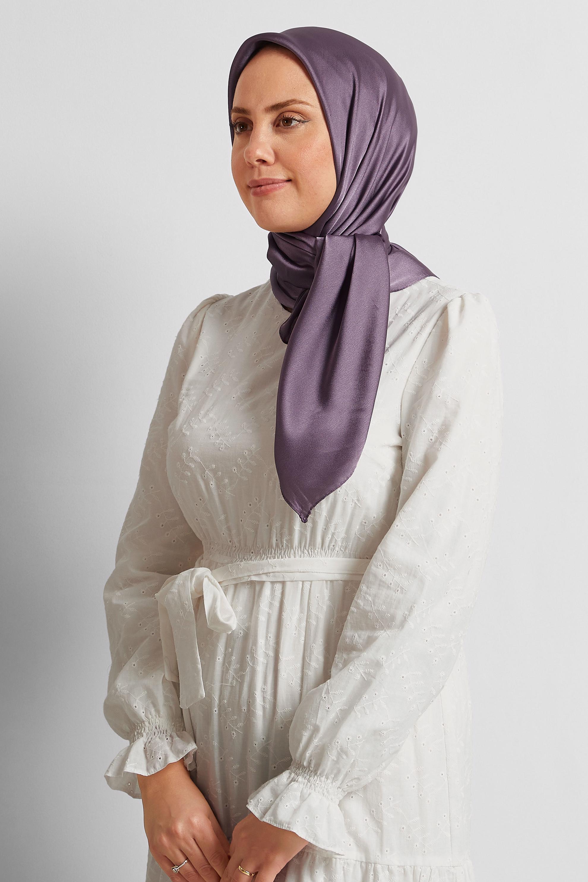 Tesettür giyim MOR ALVİNA SATEN JANJAN EŞARP 8569