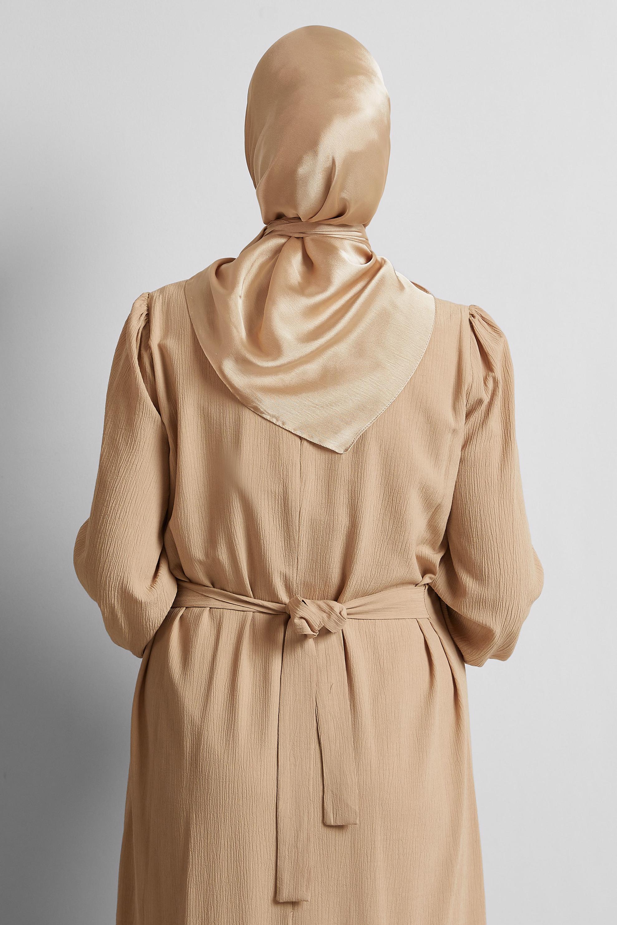 Tesettür giyim KAHVE ALVİNA SATEN JANJAN EŞARP 8569